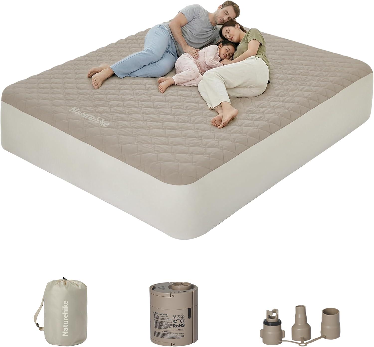 image:imageDrop Stitch California King Air Mattress with Rechargeable Built in Pump amp Washable Mattress Protector 1300 LBS Support Adjustable Firmness 2 Min Fast Inflatable Mattress for Home Camping Guest118 30cm