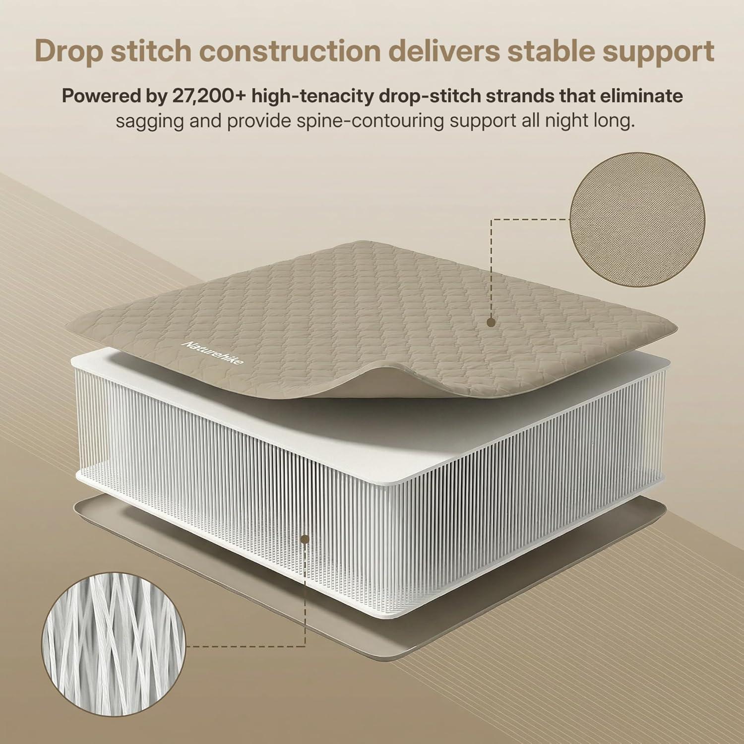 image:imageDrop Stitch California King Air Mattress with Rechargeable Built in Pump amp Washable Mattress Protector 1300 LBS Support Adjustable Firmness 2 Min Fast Inflatable Mattress for Home Camping Guest118 30cm