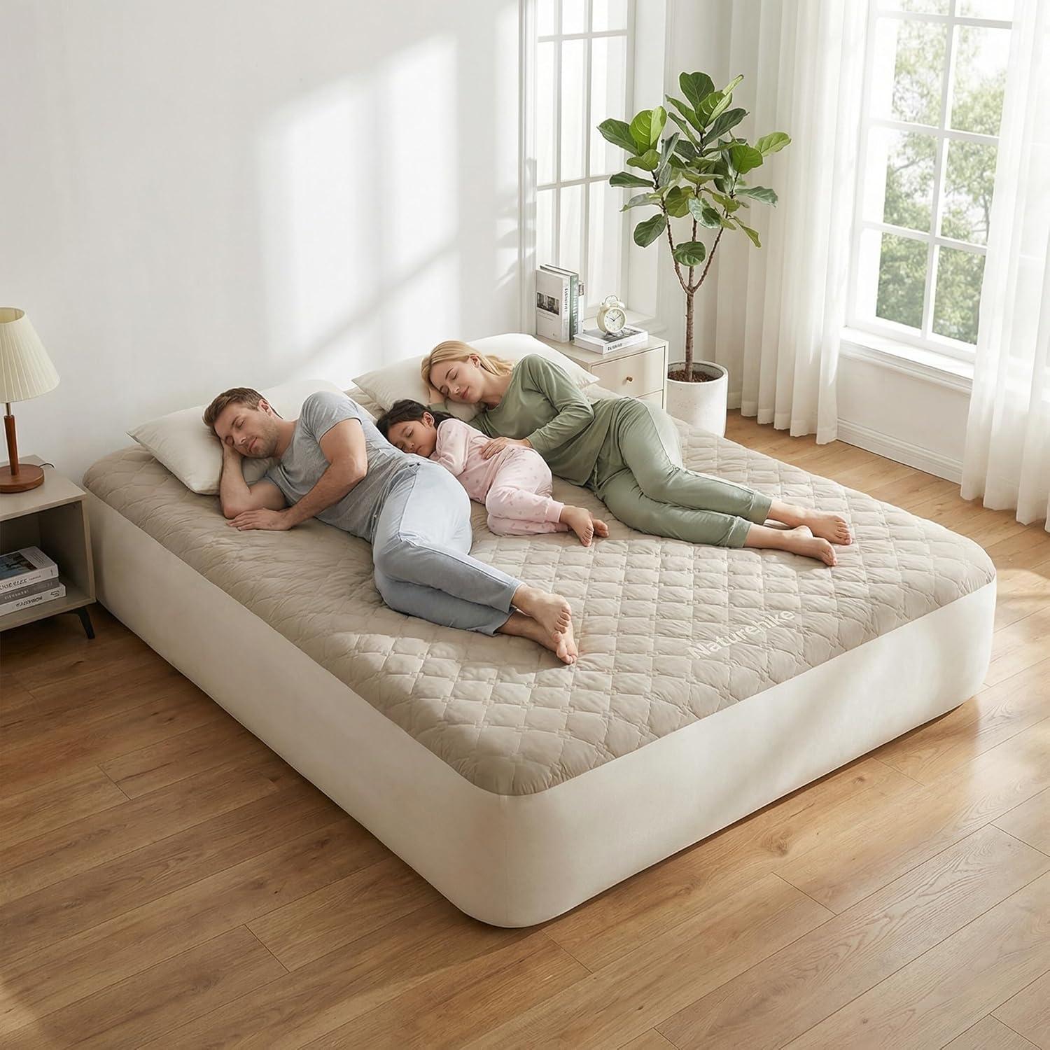 image:imageDrop Stitch California King Air Mattress with Rechargeable Built in Pump amp Washable Mattress Protector 1300 LBS Support Adjustable Firmness 2 Min Fast Inflatable Mattress for Home Camping Guest79 20cm