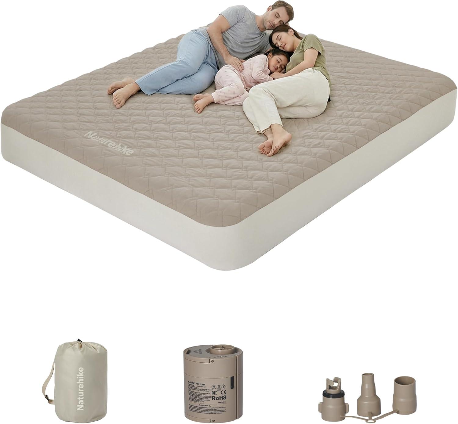 image:imageDrop Stitch California King Air Mattress with Rechargeable Built in Pump amp Washable Mattress Protector 1300 LBS Support Adjustable Firmness 2 Min Fast Inflatable Mattress for Home Camping Guest79 20cm