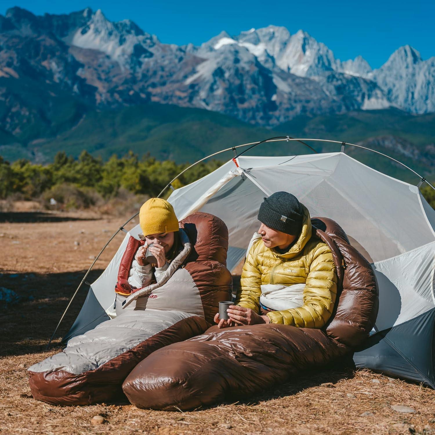 image:imageNaturehike 0 Degree RDS Down Mummy Sleeping Bag for Adults 650 Fill Power Cold Weather Backpacking Sleeping Bag for Camping Hiking 1 18 30 YKK ZipperBurnt brown