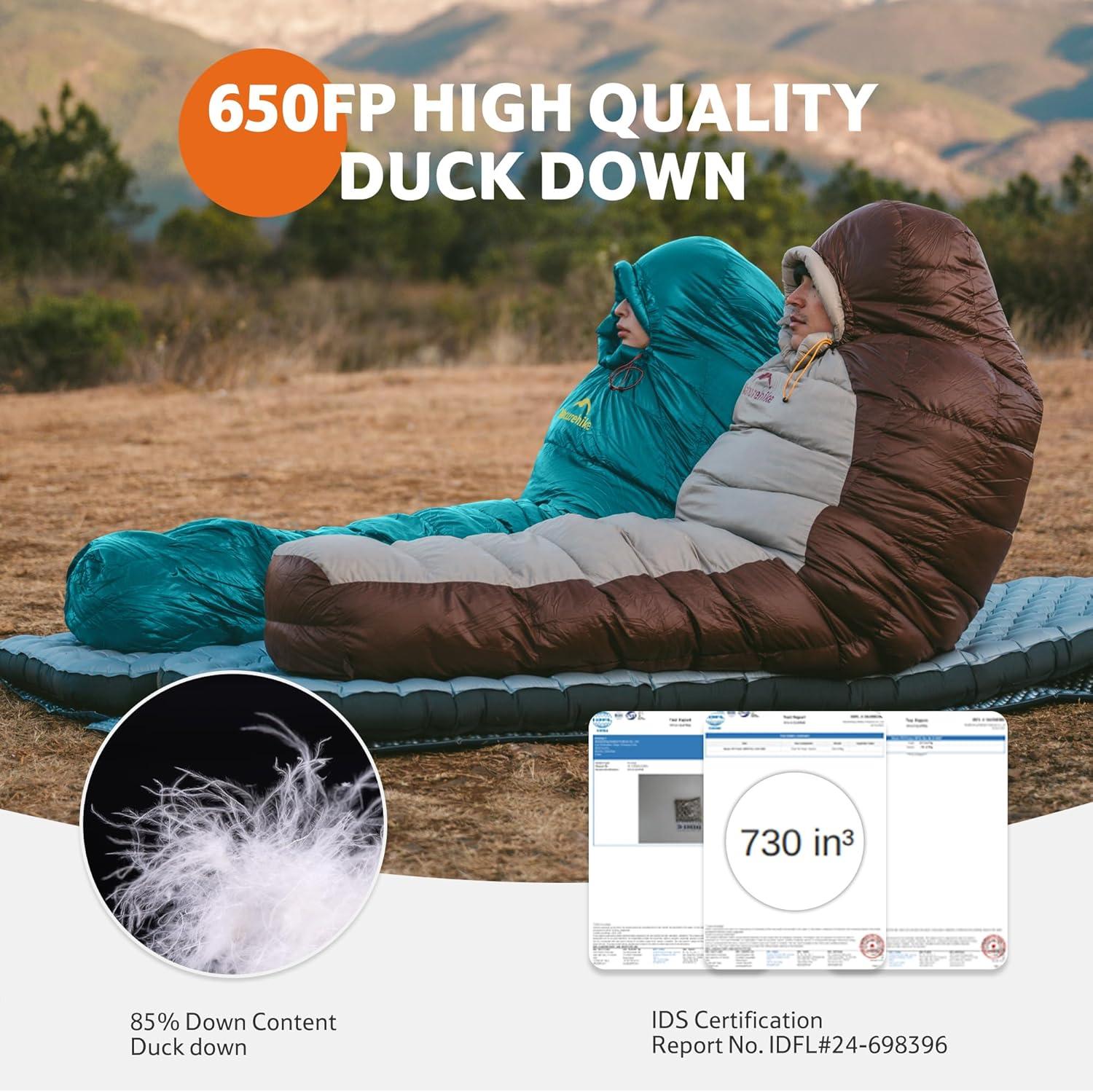 image:imageNaturehike 0 Degree RDS Down Mummy Sleeping Bag for Adults 650 Fill Power Cold Weather Backpacking Sleeping Bag for Camping Hiking 1 18 30 YKK ZipperRed