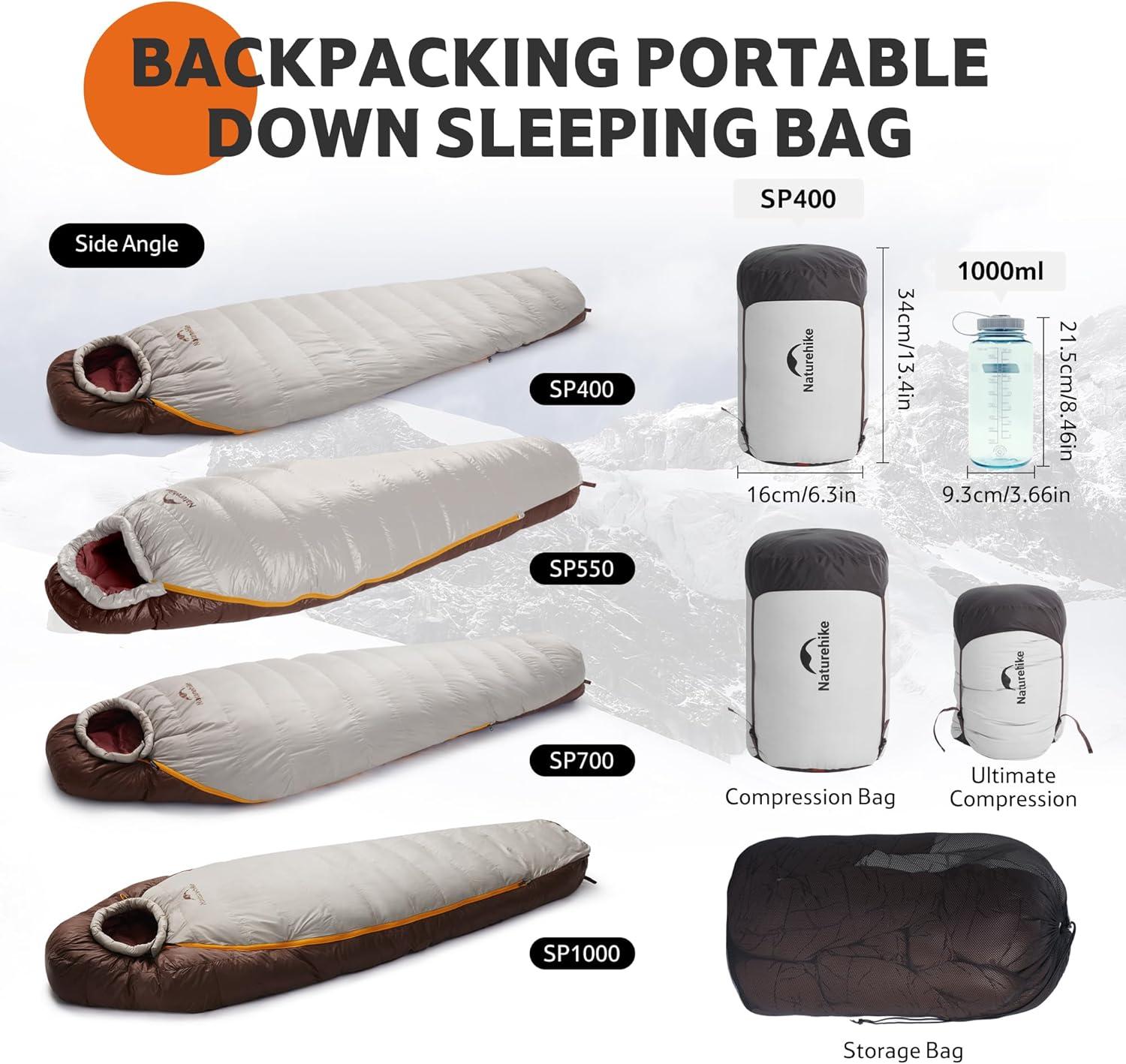 image:imageNaturehike 0 Degree RDS Down Mummy Sleeping Bag for Adults 650 Fill Power Cold Weather Backpacking Sleeping Bag for Camping Hiking 1 18 30 YKK ZipperRed