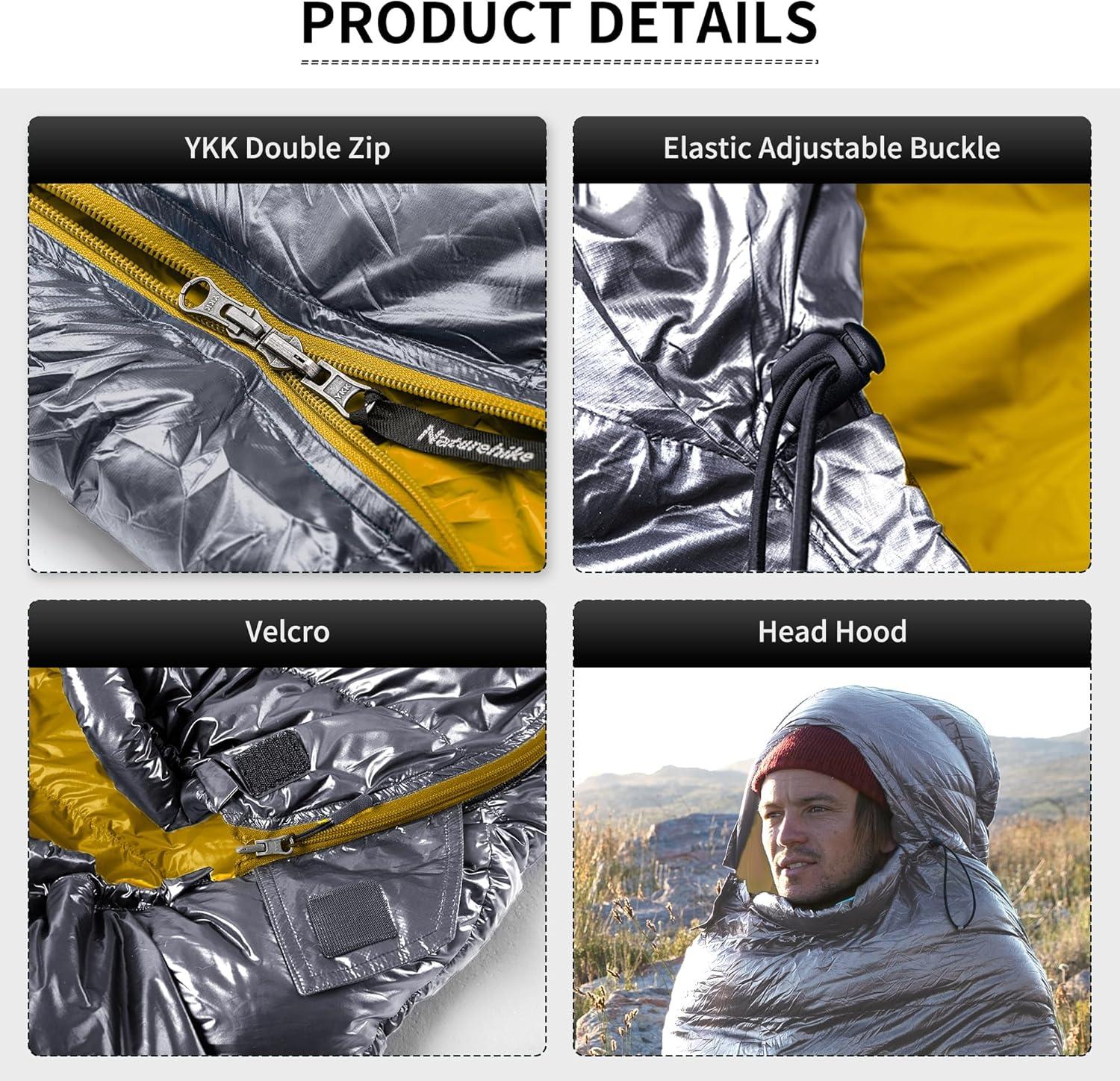 image:imageNaturehike 0 Degree Ultralight Down Sleeping Bag for Adults 650 Fill Power Backpacking Cold Weather Sleeping Bag with RDS Down 2 18 Sleeping Bags for Camping HikingGray