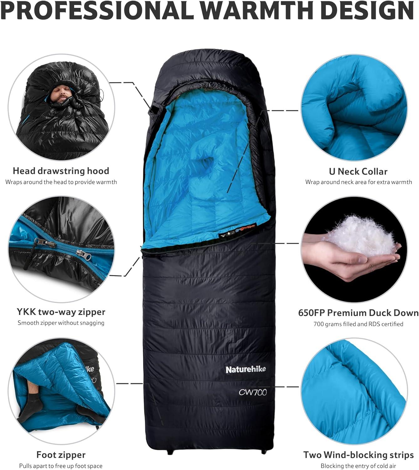 image:imageNaturehike 0 Degree Ultralight Down Sleeping Bag for Adults 650 Fill Power Backpacking Cold Weather Sleeping Bag with RDS Down 2 18 Sleeping Bags for Camping HikingGray