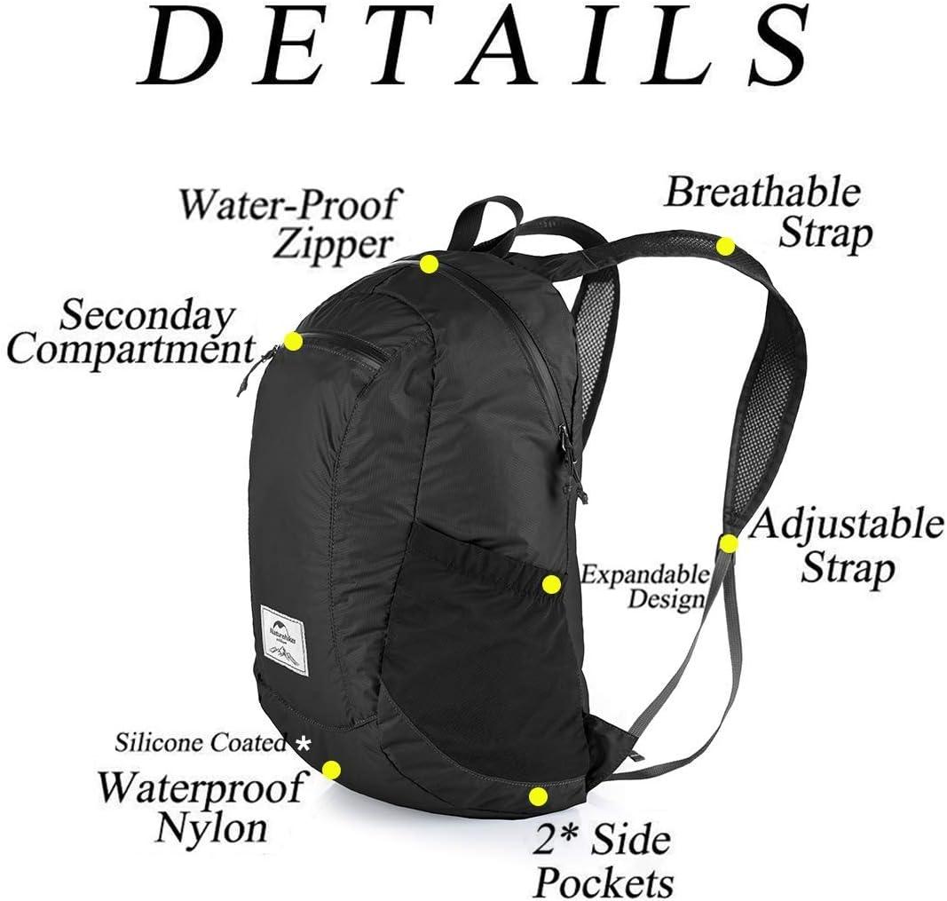image:imageNaturehike 18L Lightweight Hiking Backpack Waterproof Camping Packable Backpack Ultralight for Travel Airplane Small Hiking Daypack for Adults BlackBlack