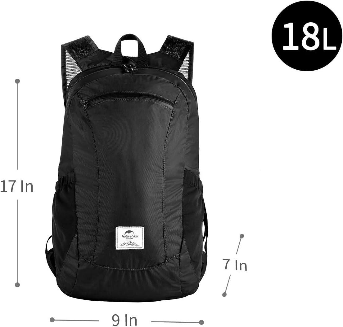 image:imageNaturehike 18L Lightweight Hiking Backpack Waterproof Camping Packable Backpack Ultralight for Travel Airplane Small Hiking Daypack for Adults BlackBlack