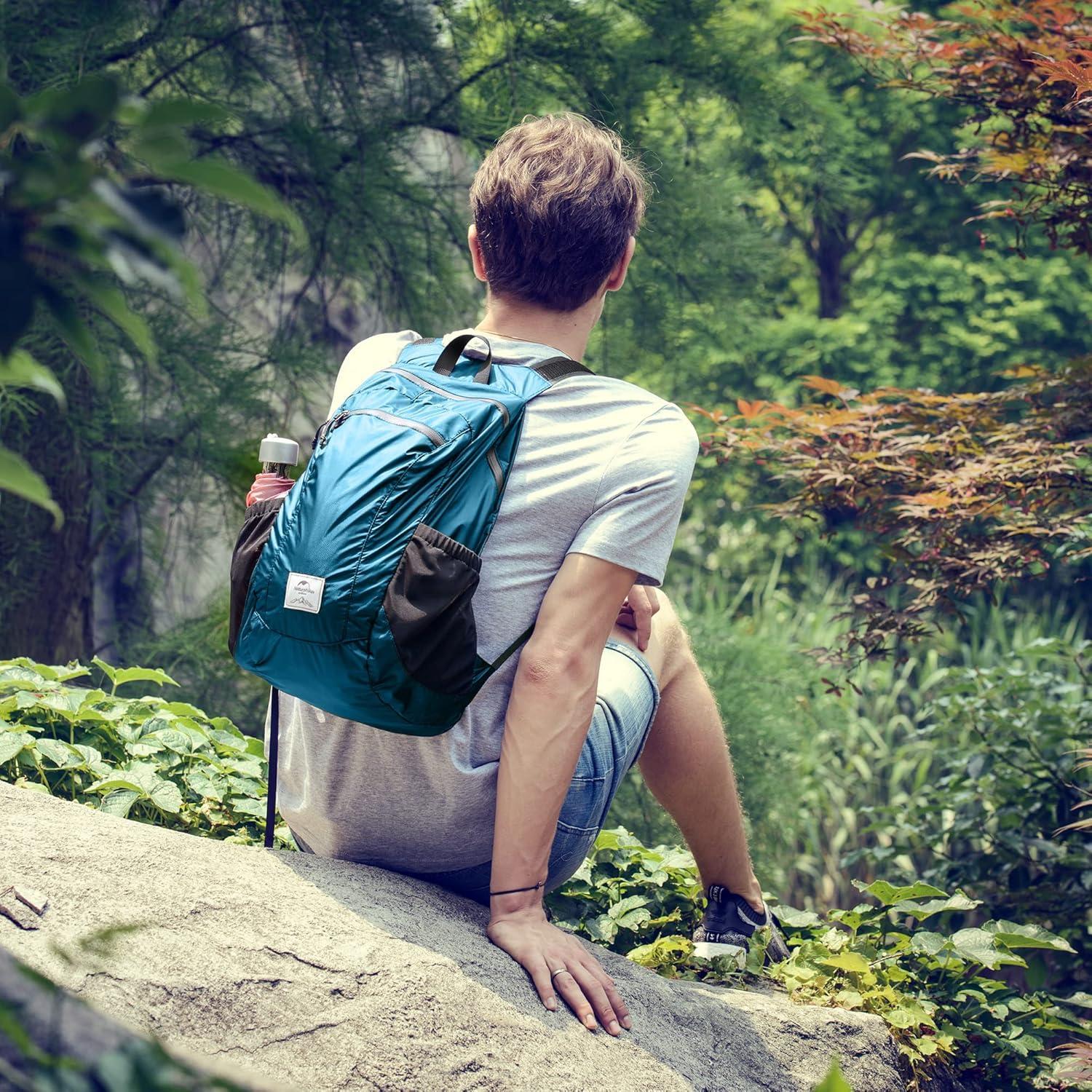 image:imageNaturehike 18L Lightweight Hiking Backpack Waterproof Camping Packable Backpack Ultralight for Travel Airplane Small Hiking Daypack for Adults BlackBlue