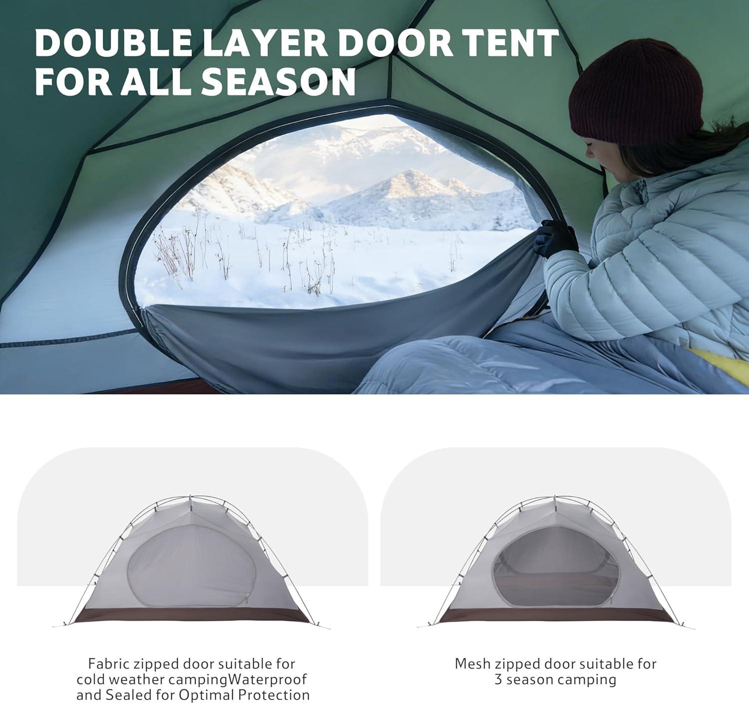 image:imageNaturehike 4 Season TentWaterproof 2 Person Backpacking Tent Four Season Tents for Cold Weather Winter CampingForest Green
