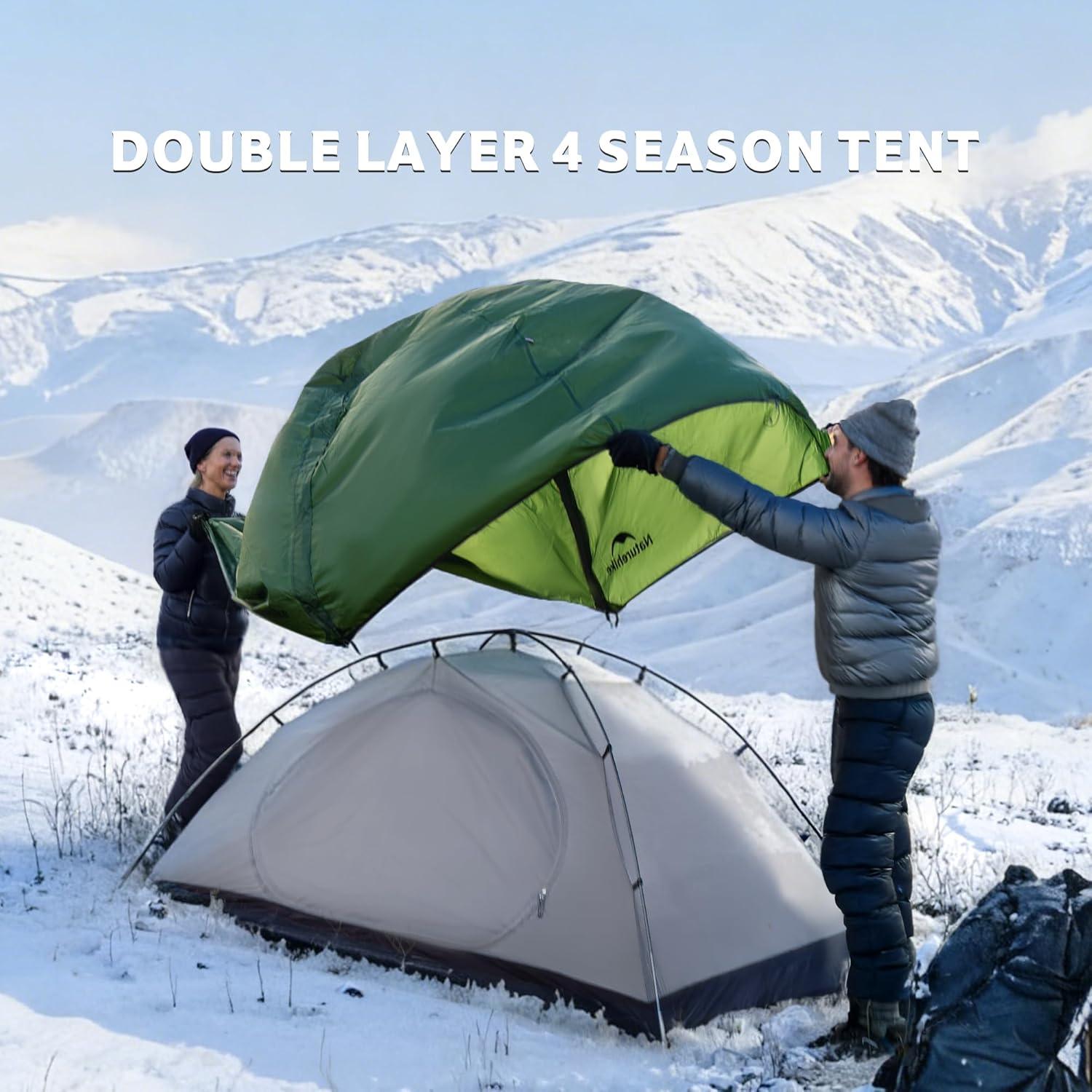 image:imageNaturehike 4 Season TentWaterproof 2 Person Backpacking Tent Four Season Tents for Cold Weather Winter CampingForest Green