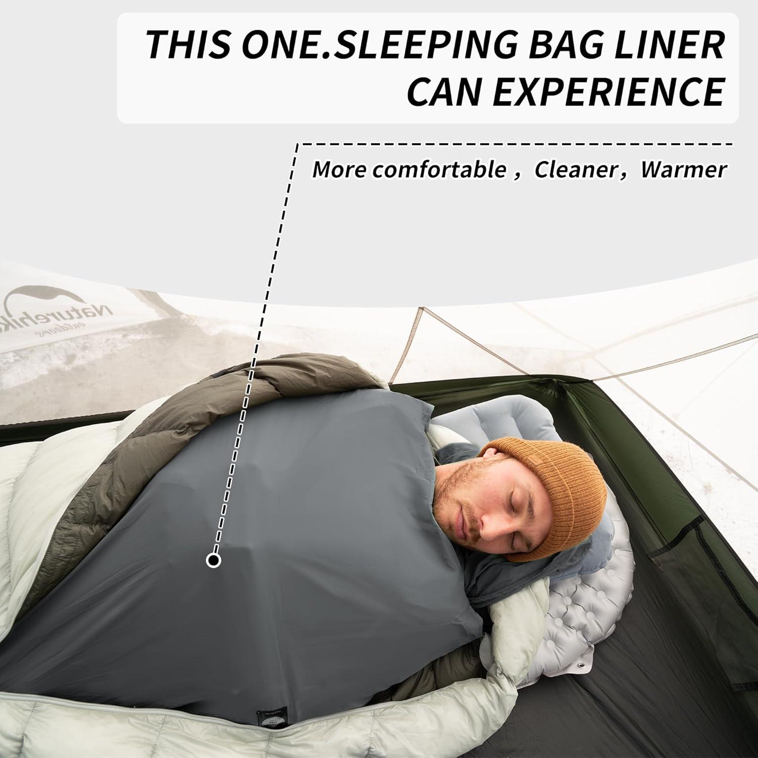 image:imageNaturehike 45oz Ultralight Washable Sleeping Bag Liner Lightweight Adult Sleep Sack amp Travel Sheets for Backpacking Hotel Camping Hostels ZY20Blue