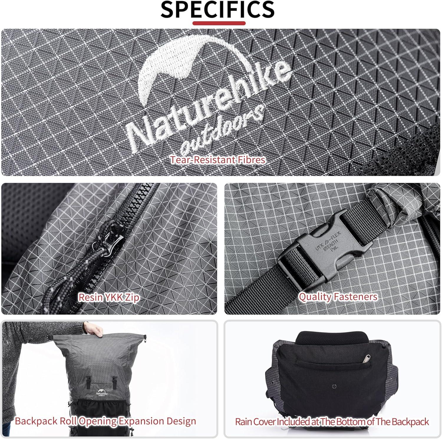 image:imageNaturehike 65L Internal Frame Hiking Backpack for Outdoor Camping Travel Backpacking Ultralight Backpack for Adults45lBlack