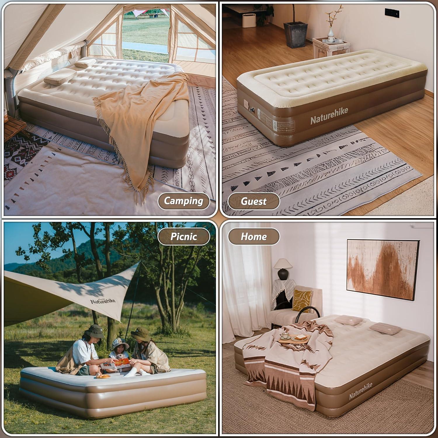 image:imageNaturehike Air Mattress Compact King with Built in Pump 15 Raise Blow Up Luxury Mattress 992 lbs Max Support Fast 2Mins Portable Colchone Inflable Mattress Cordless Air Bed for Home amp CampingQueen