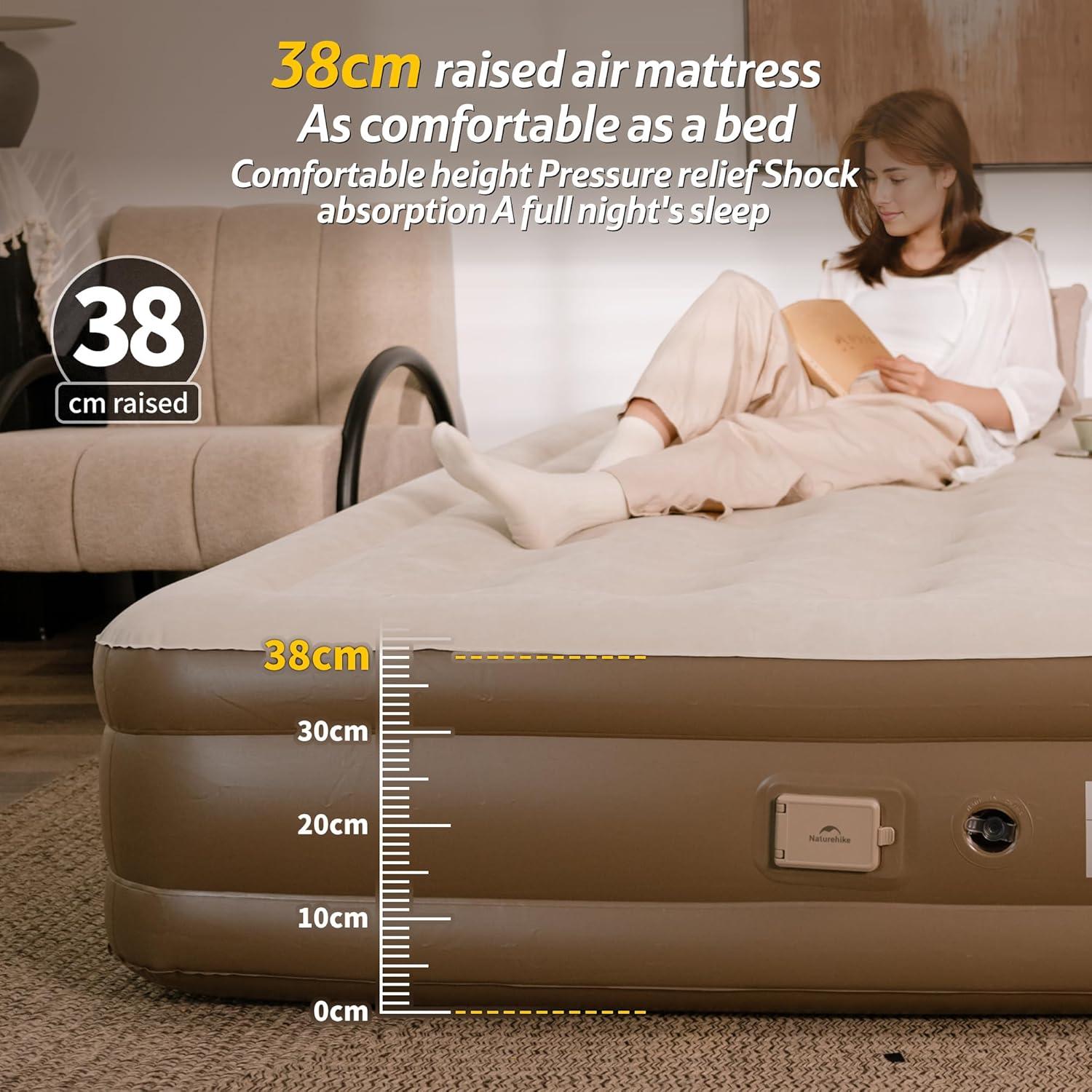 image:imageNaturehike Air Mattress Compact King with Built in Pump 15 Raise Blow Up Luxury Mattress 992 lbs Max Support Fast 2Mins Portable Colchone Inflable Mattress Cordless Air Bed for Home amp CampingQueen