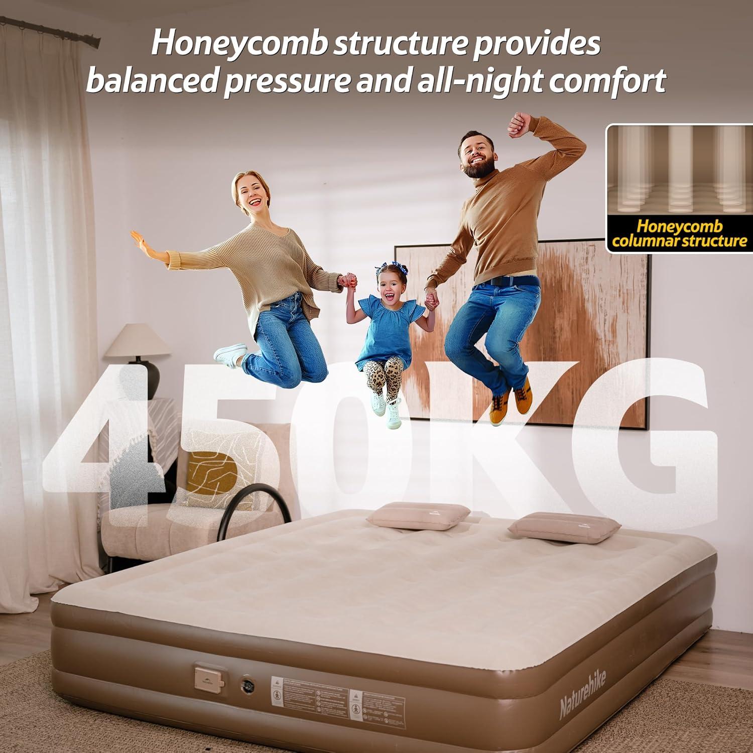 image:imageNaturehike California King Air Mattresses with Rechargeable Builtin Pump Inflatable Mattress Portable Blow up Mattress Air Bed for Home Camping Guest177in Compact King