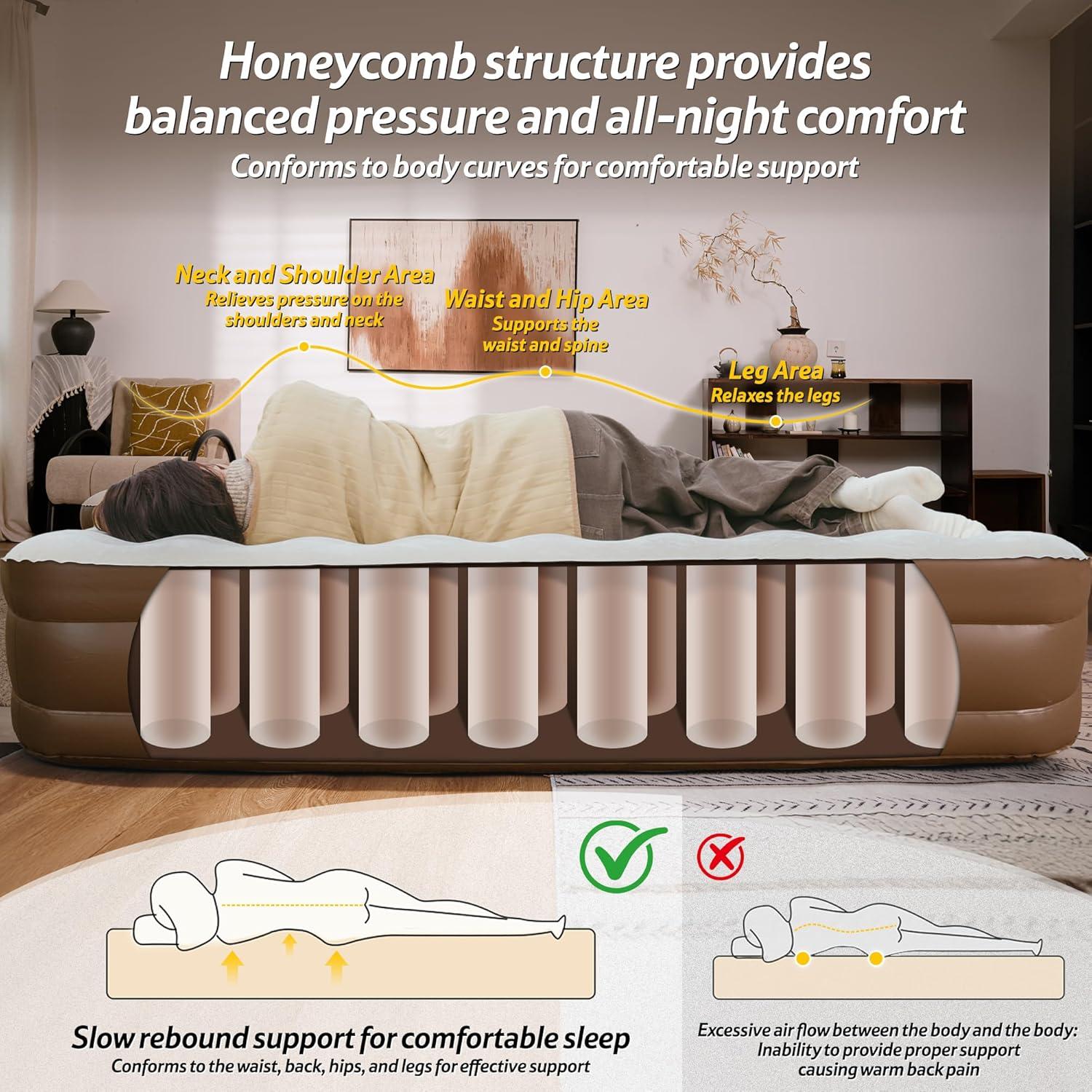 image:imageNaturehike California King Air Mattresses with Rechargeable Builtin Pump Inflatable Mattress Portable Blow up Mattress Air Bed for Home Camping Guest177in Compact King