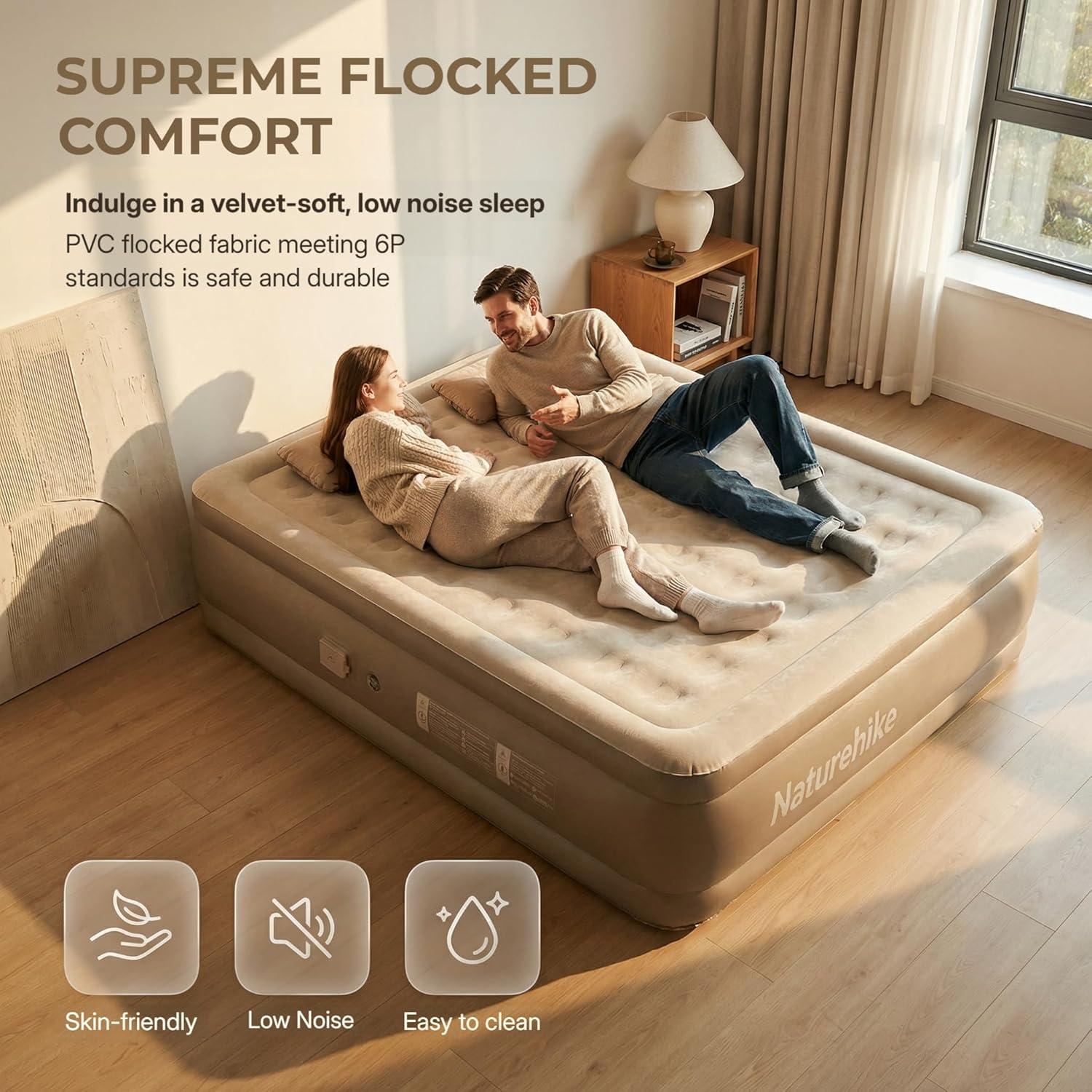 image:imageNaturehike California King Air Mattresses with Rechargeable Builtin Pump Inflatable Mattress Portable Blow up Mattress Air Bed for Home Camping Guest177in Compact King