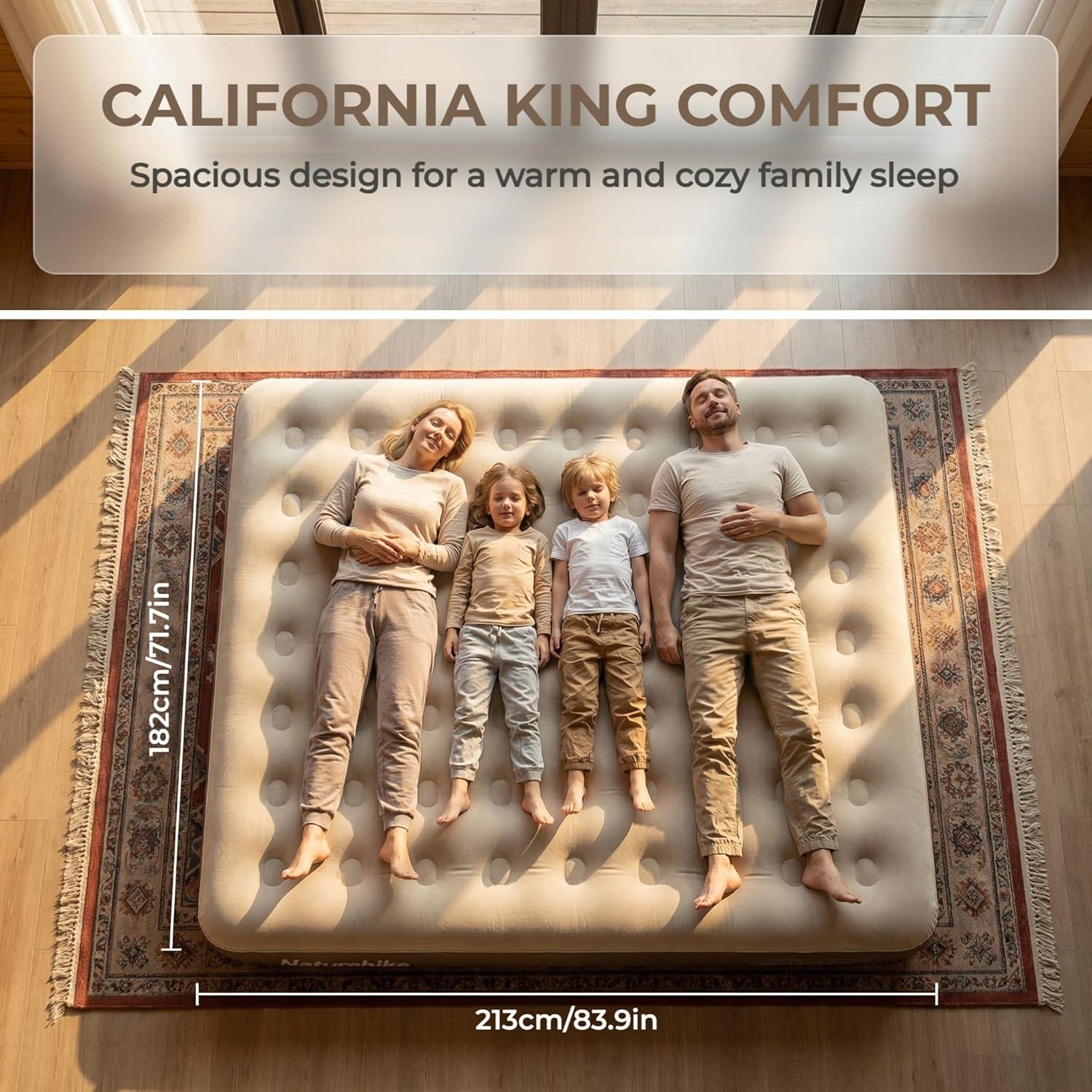 image:imageNaturehike California King Air Mattresses with Rechargeable Builtin Pump Inflatable Mattress Portable Blow up Mattress Air Bed for Home Camping GuestCalifornia King