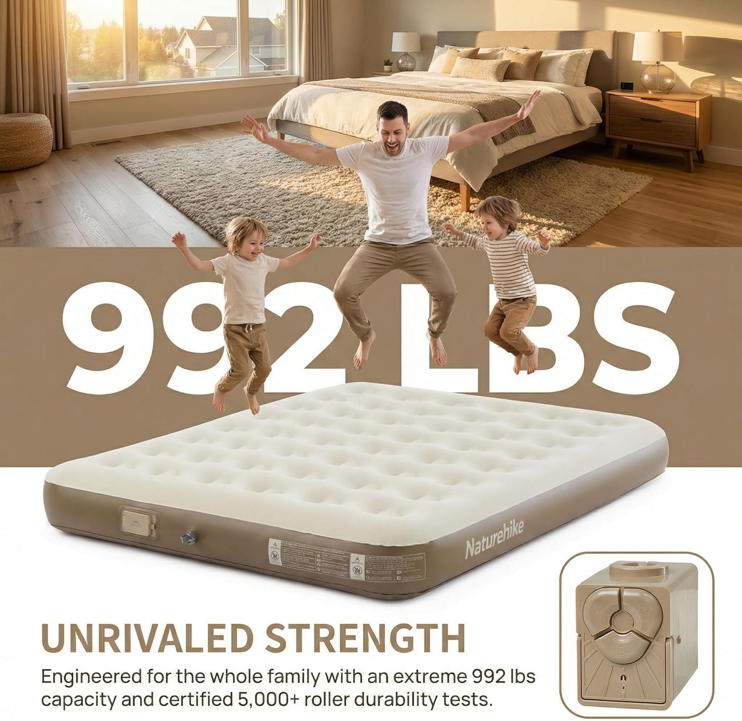 image:imageNaturehike California King Air Mattresses with Rechargeable Builtin Pump Inflatable Mattress Portable Blow up Mattress Air Bed for Home Camping GuestCalifornia King