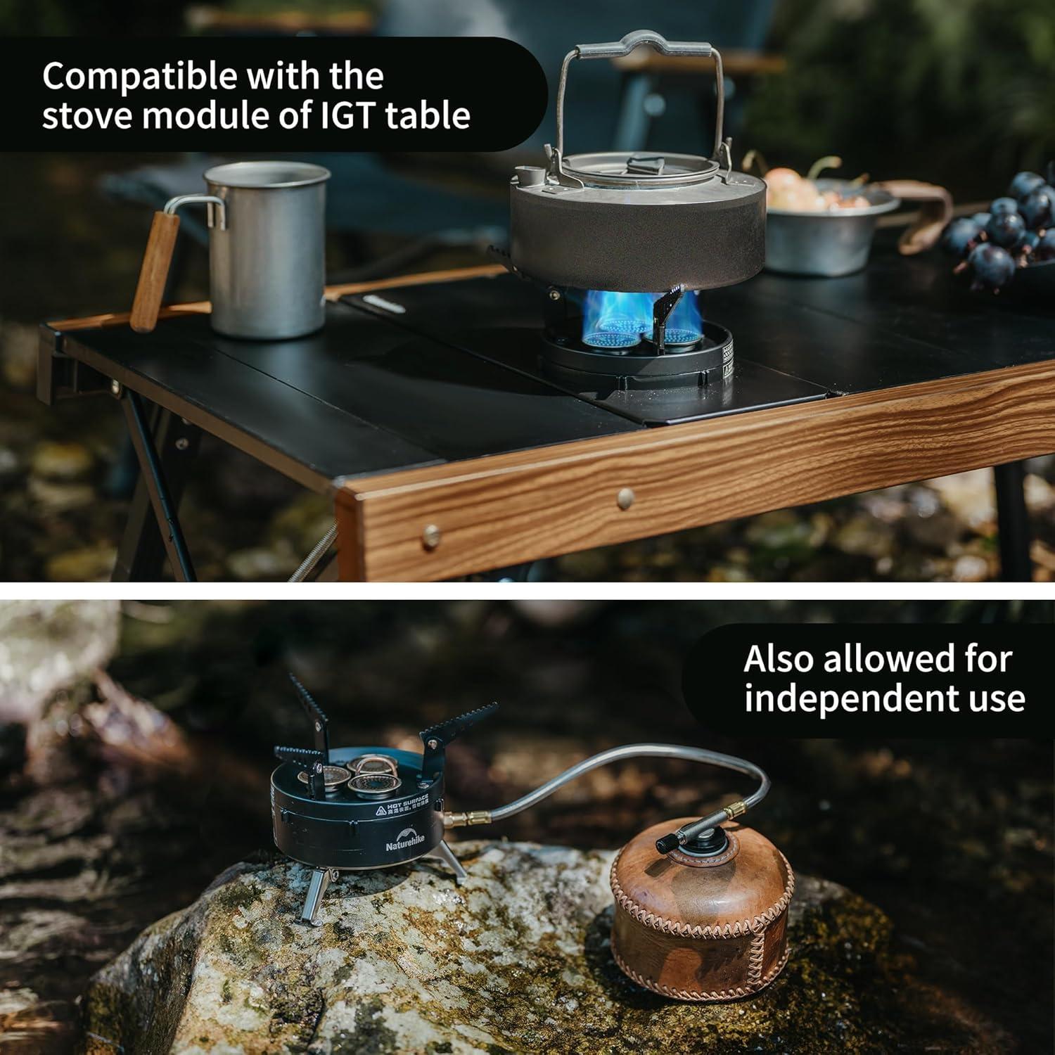 image:imageNaturehike Camping Gas Stove for IGT Table Portable Isobutane Stove with Storage Bag amp Foldable Brackets 3 Burners Camp Stove for Outdoor Car Camping Cooking Tailgating
