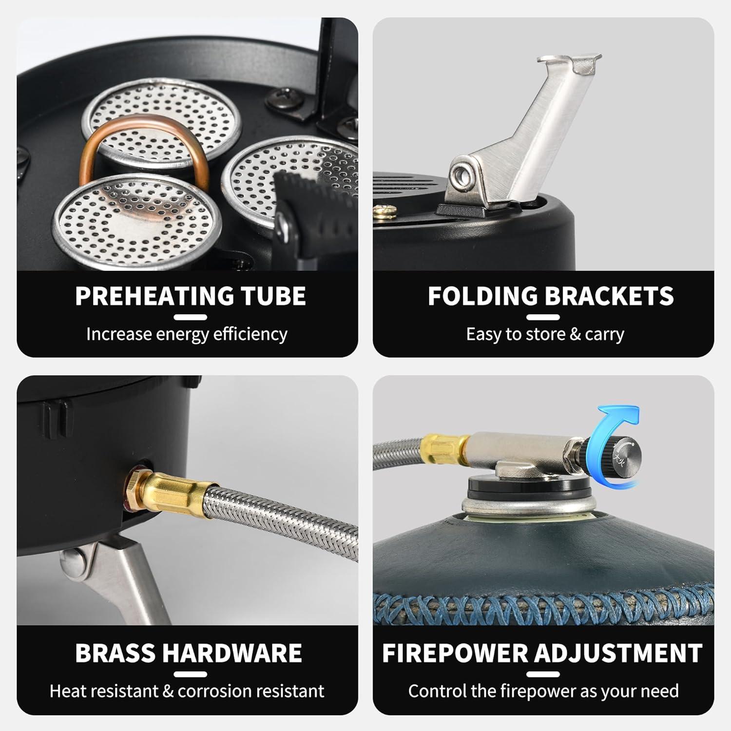 image:imageNaturehike Camping Gas Stove for IGT Table Portable Isobutane Stove with Storage Bag amp Foldable Brackets 3 Burners Camp Stove for Outdoor Car Camping Cooking Tailgating