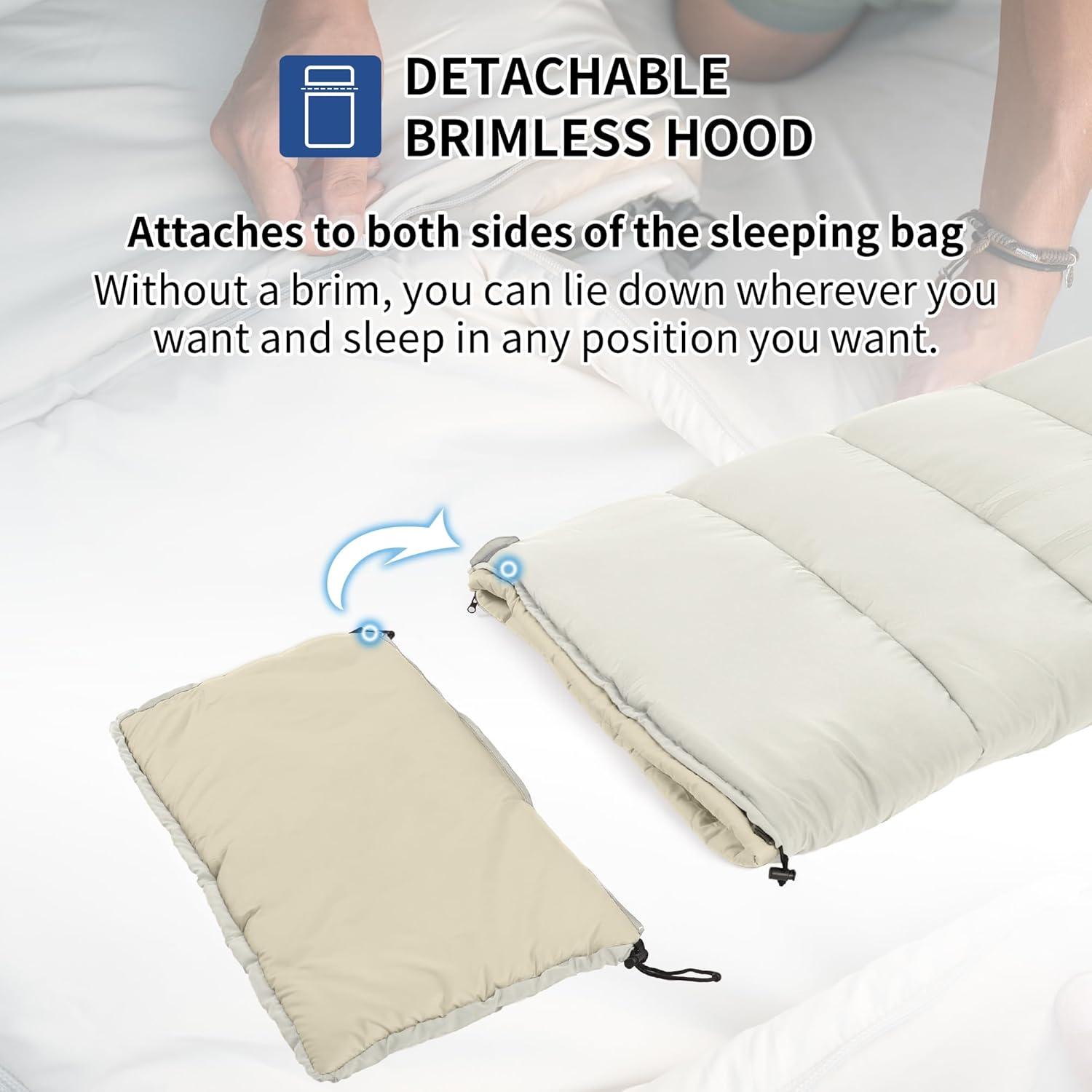 image:imageNaturehike Camping Sleeping Bag for Adults 3654 Spliceable Double Sleeping Bag 3 Seasons Lightweight Waterproof Sleep Bags for ColdampWarm WeatherOff white