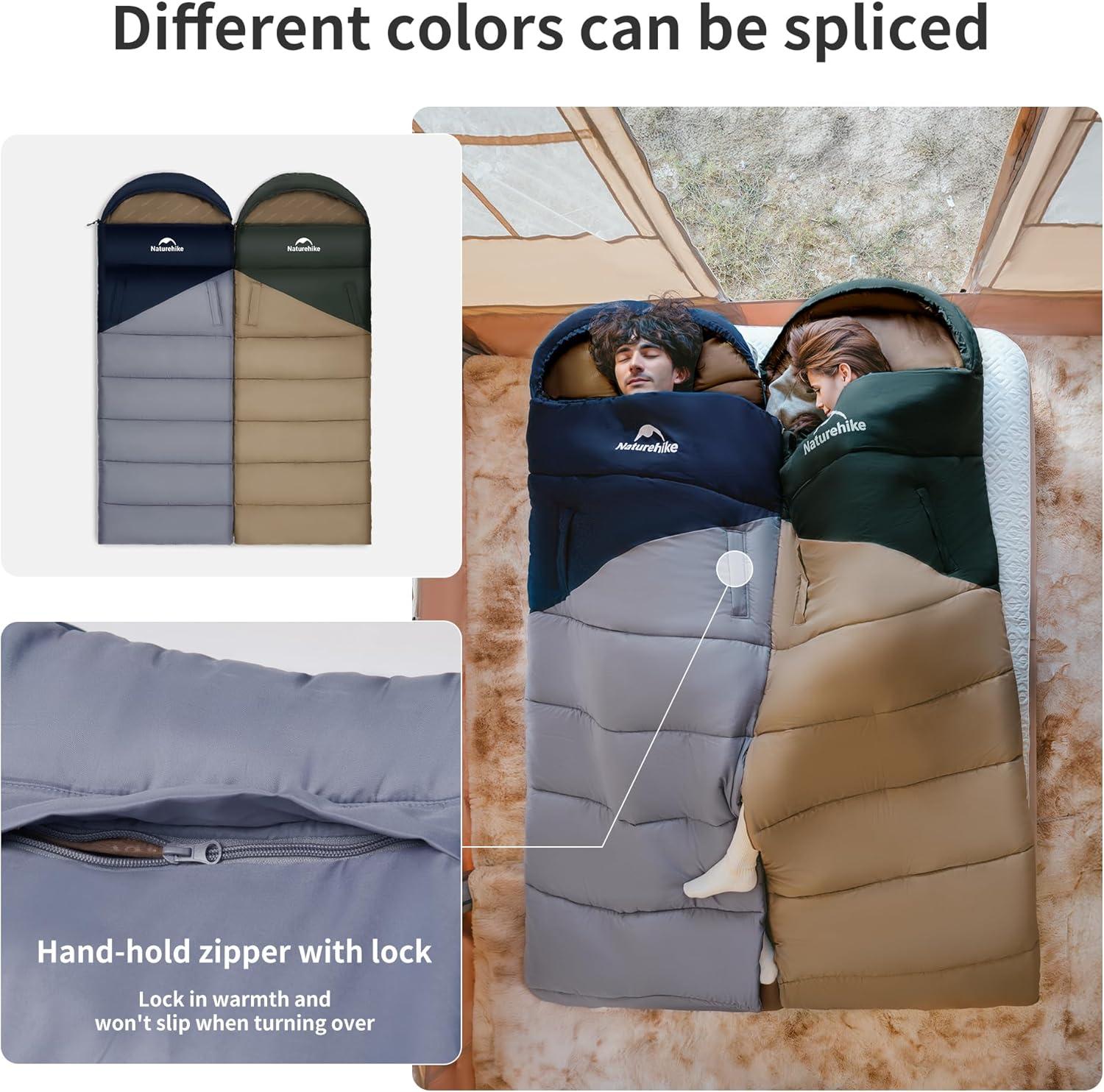 image:imageNaturehike Camping Sleeping Bag for Adults Backpacking Compact Sleeping Bags 47 Lightweight for Camping Hiking 3 SeasonsGreen