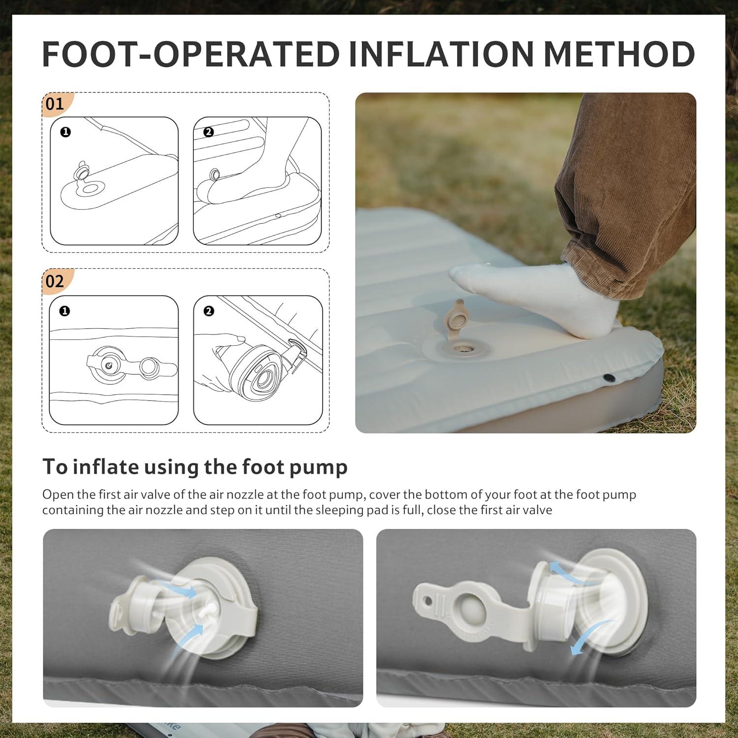 image:imageNaturehike Camping Sleeping Pad Ultralight Inflatable Sleeping Mat with Pillow Builtin Pump 26 Inch Lightweight Air Mattress for Backpacking Hiking TravelingGrey