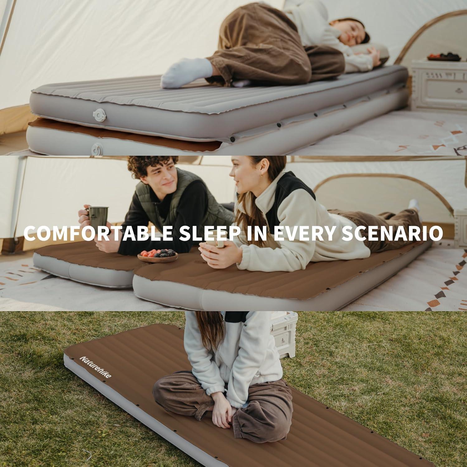 image:imageNaturehike Camping Sleeping Pad Ultralight Inflatable Sleeping Mat with Pillow Builtin Pump 26 Inch Lightweight Air Mattress for Backpacking Hiking TravelingBrown