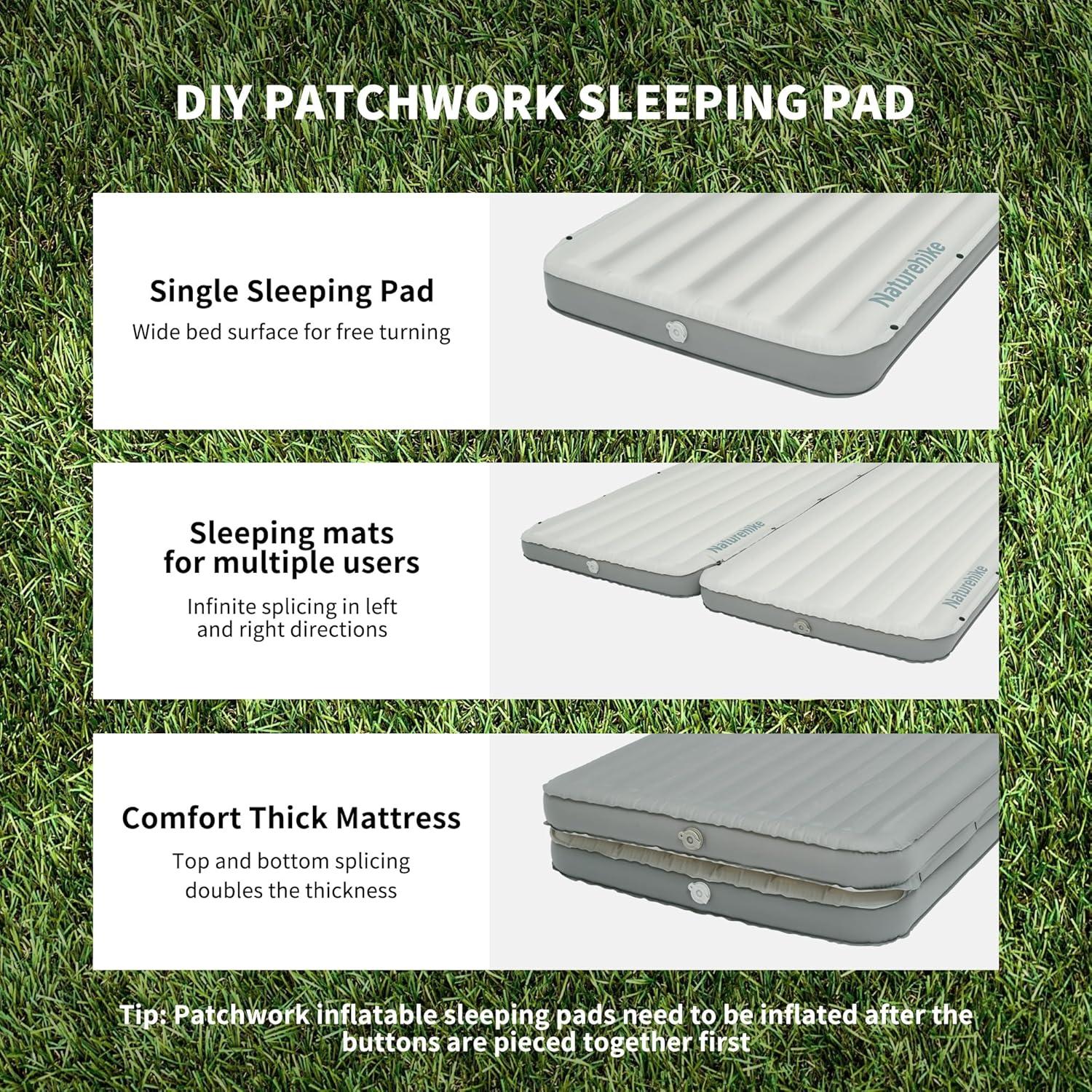image:imageNaturehike Camping Sleeping Pad Ultralight Inflatable Sleeping Mat with Pillow Builtin Pump 26 Inch Lightweight Air Mattress for Backpacking Hiking TravelingGrey
