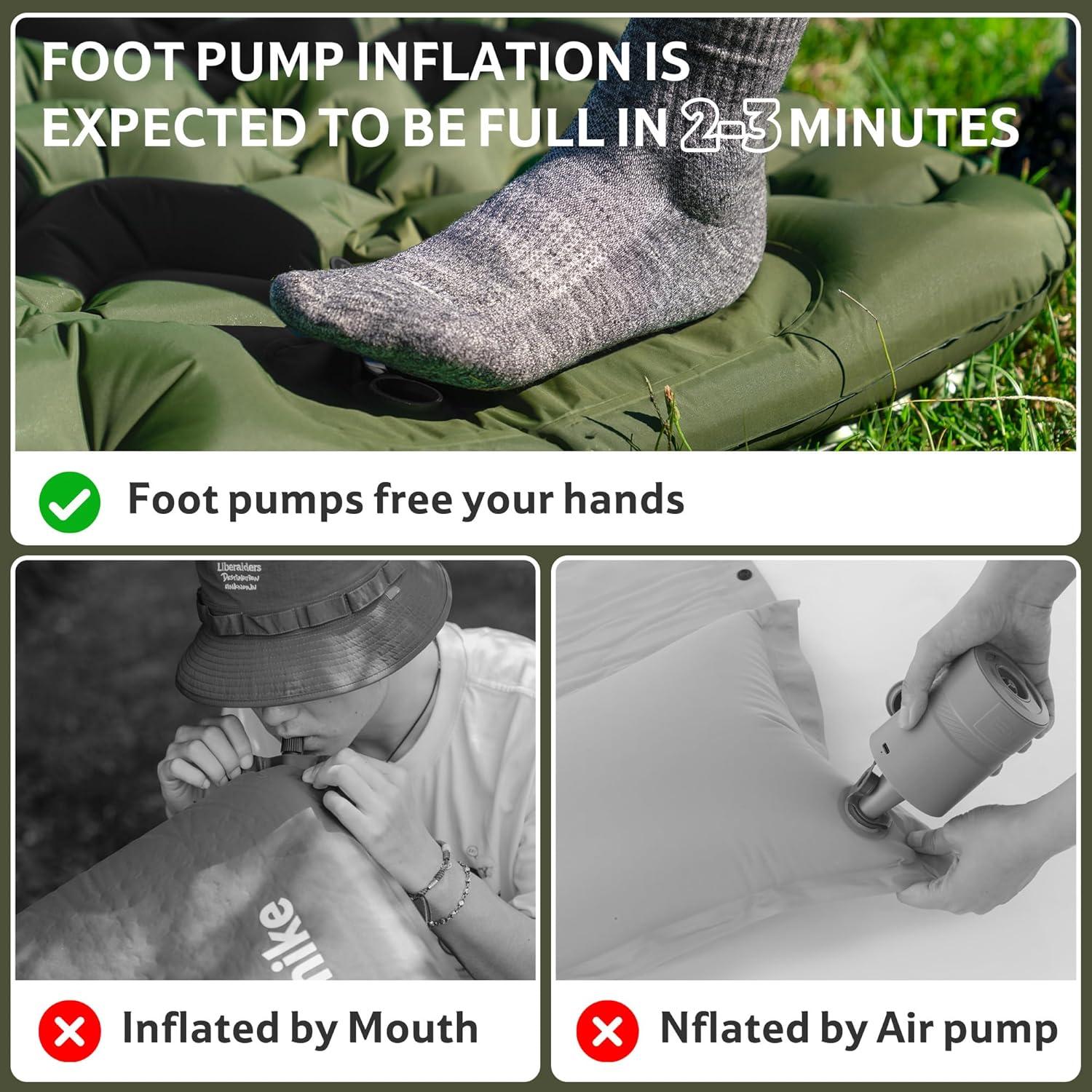 image:imageNaturehike Camping Sleeping Pad Ultralight Inflatable Sleeping Mat with Pillow Builtin Pump 26 Inch Lightweight Air Mattress for Backpacking Hiking TravelingBlue Single