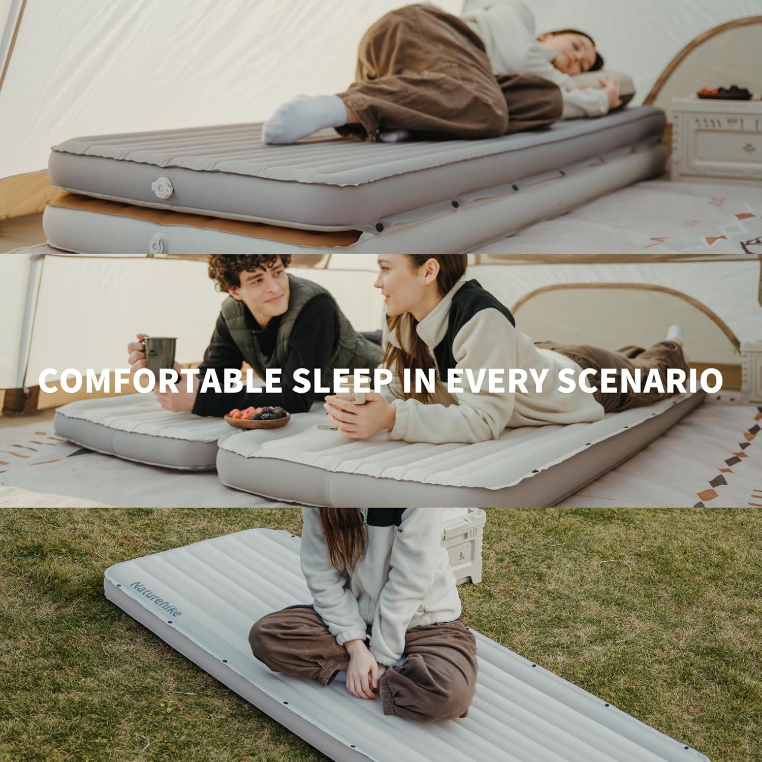 image:imageNaturehike Camping Sleeping Pad Ultralight Inflatable Sleeping Mat with Pillow Builtin Pump 26 Inch Lightweight Air Mattress for Backpacking Hiking TravelingGrey