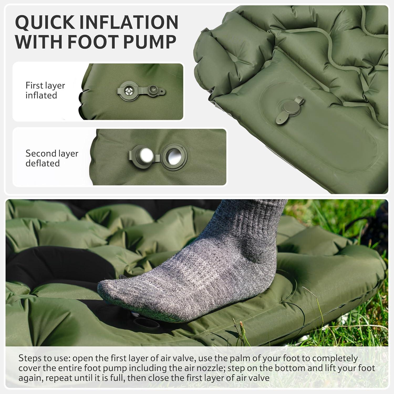 image:imageNaturehike Camping Sleeping Pad Ultralight Inflatable Sleeping Mat with Pillow Builtin Pump 26 Inch Lightweight Air Mattress for Backpacking Hiking TravelingBlue Single