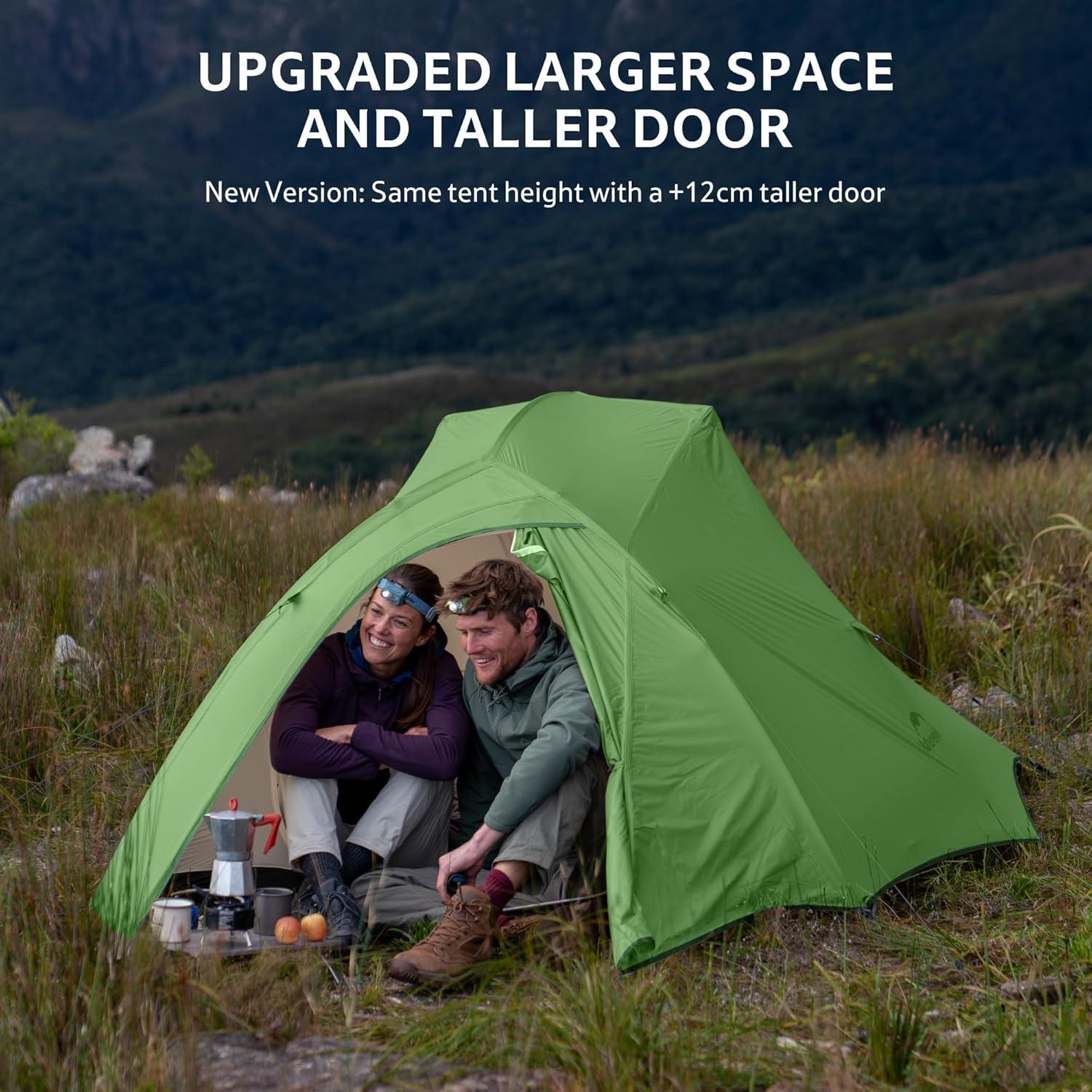 image:imageNaturehike Cloud Up Backpacking Tent with Footprint 3 Season Free Standing Lightweight Camping Tent with Footprint Free Standing Dome Camping Hiking WaterproofGreen