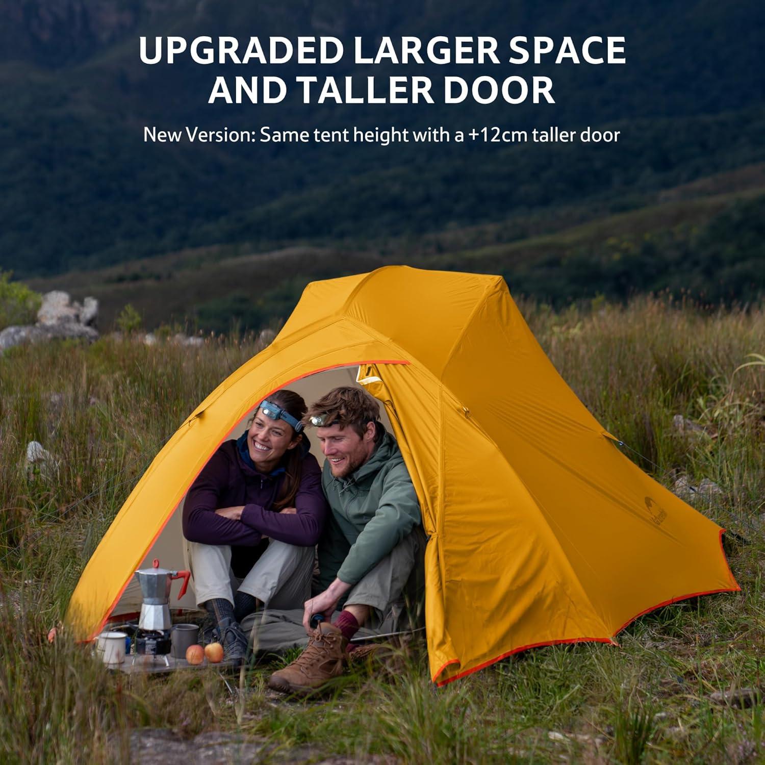 image:imageNaturehike Cloud Up Backpacking Tent with Footprint 3 Season Free Standing Lightweight Camping Tent with Footprint Free Standing Dome Camping Hiking WaterproofOrange