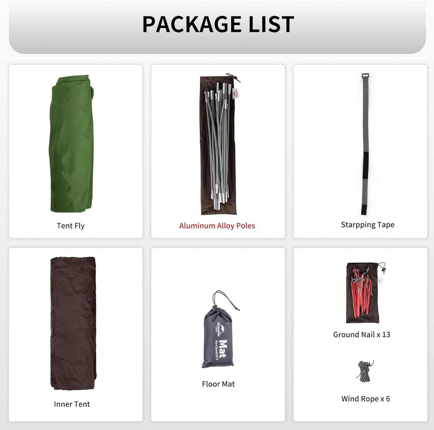 image:imageNaturehike Cloud Up Backpacking Tent with Footprint 3 Season Free Standing Lightweight Camping Tent with Footprint Free Standing Dome Camping Hiking WaterproofDark Green