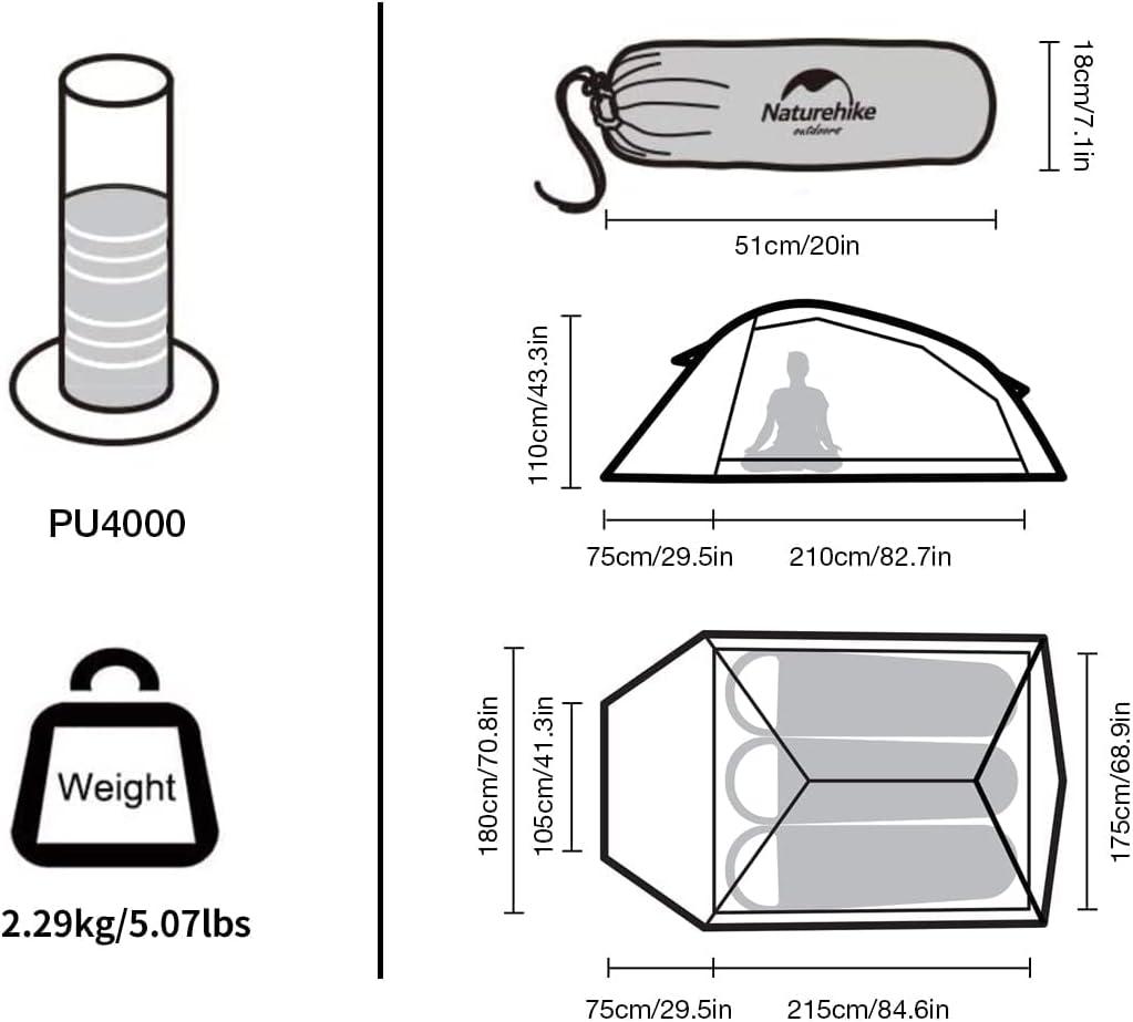 image:imageNaturehike Cloud Up Backpacking Tent with Footprint 3 Season Free Standing Lightweight Camping Tent with Footprint Free Standing Dome Camping Hiking WaterproofMustard Green