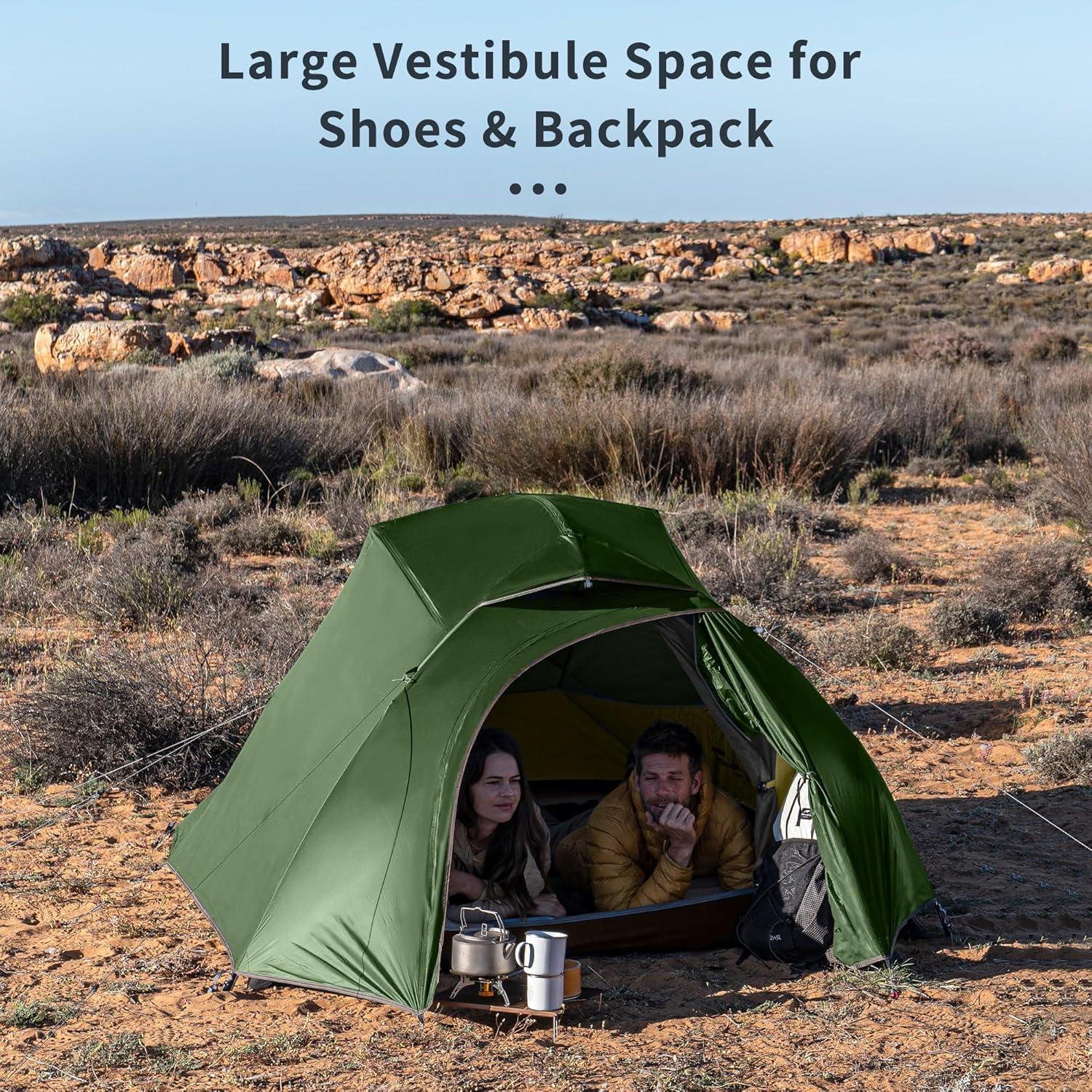 image:imageNaturehike Cloud Up Backpacking Tent with Footprint 3 Season Free Standing Lightweight Camping Tent with Footprint Free Standing Dome Camping Hiking WaterproofDark Green