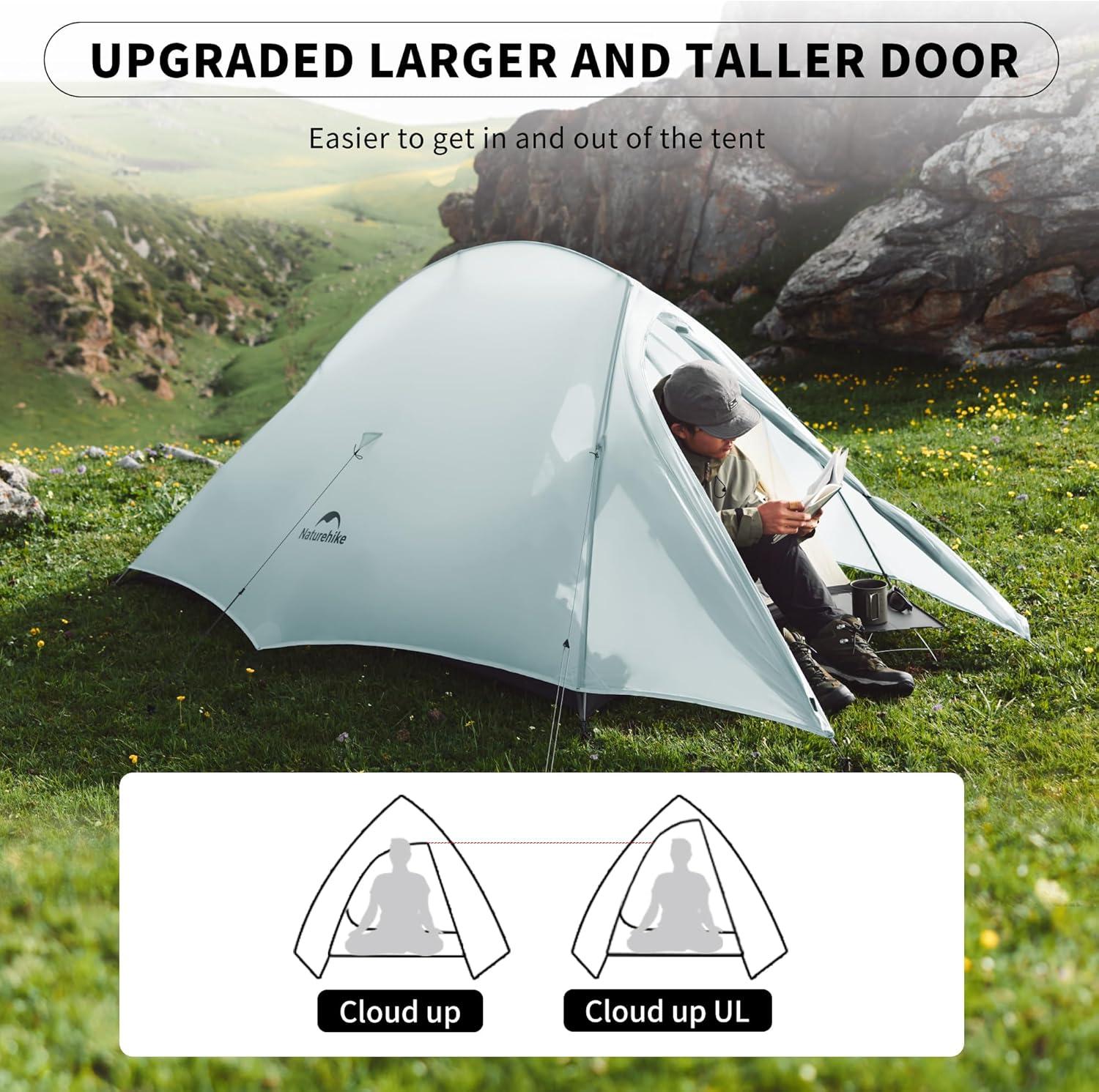image:imageNaturehike Cloud Up Tent Lightweight Backpacking Tents Waterproof Ultralight Tent for Camping Hiking BackpackingLight Gray