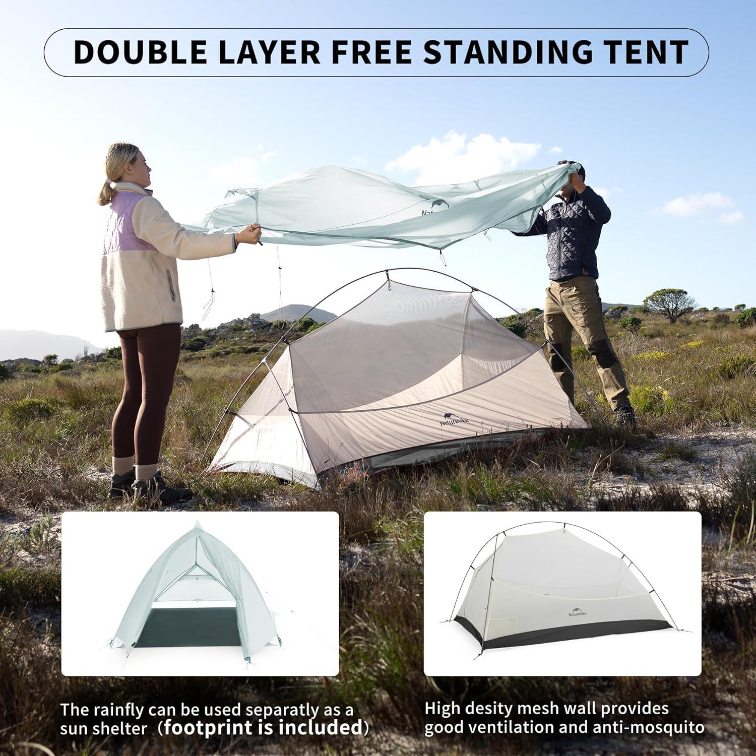 image:imageNaturehike Cloud Up Tent Lightweight Backpacking Tents Waterproof Ultralight Tent for Camping Hiking BackpackingLight Gray
