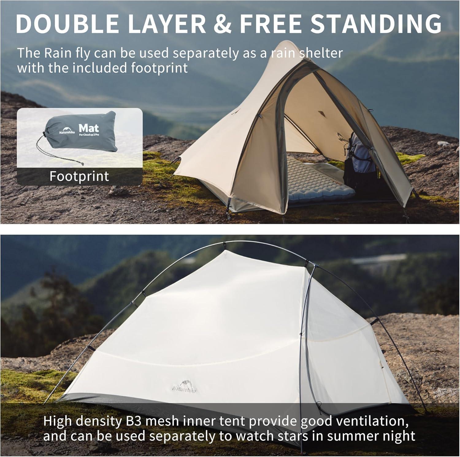 image:imageNaturehike Cloud Up Tent Lightweight Backpacking Tents Waterproof Ultralight Tent for Camping Hiking BackpackingSand
