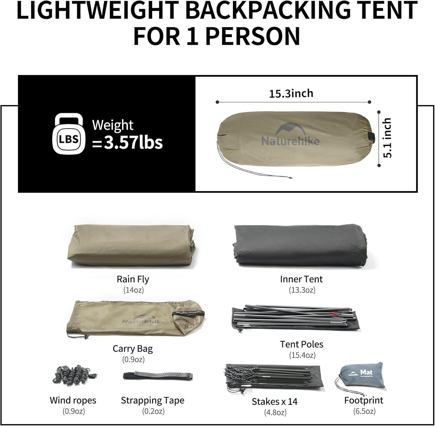 image:imageNaturehike Cloud Up Tent Lightweight Backpacking Tents Waterproof Ultralight Tent for Camping Hiking BackpackingSand