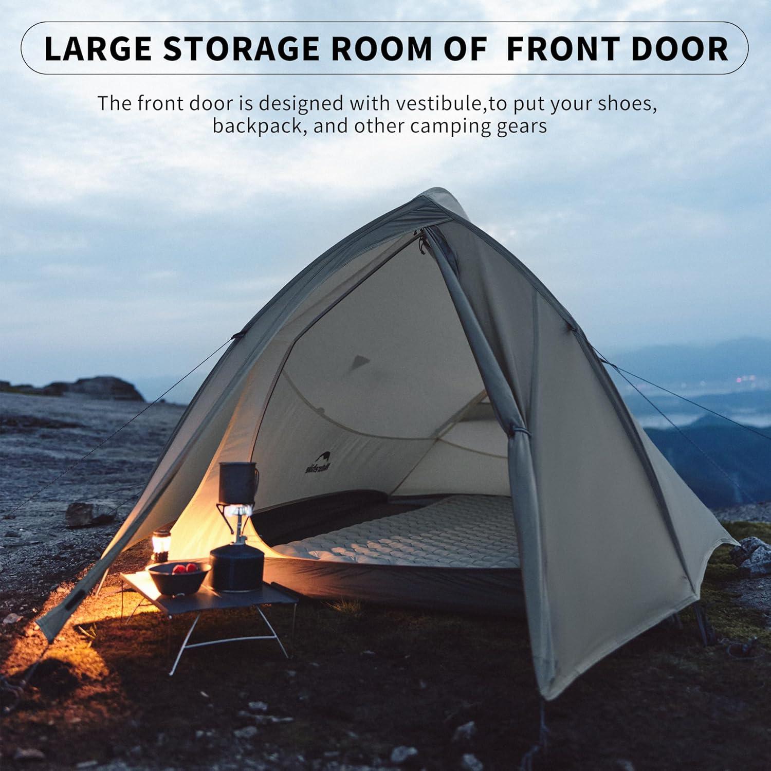 image:imageNaturehike CloudUp Tent Lightweight Backpacking Tent with Footprint Free Standing Ultralight Camping Hiking Backpack TentsSand