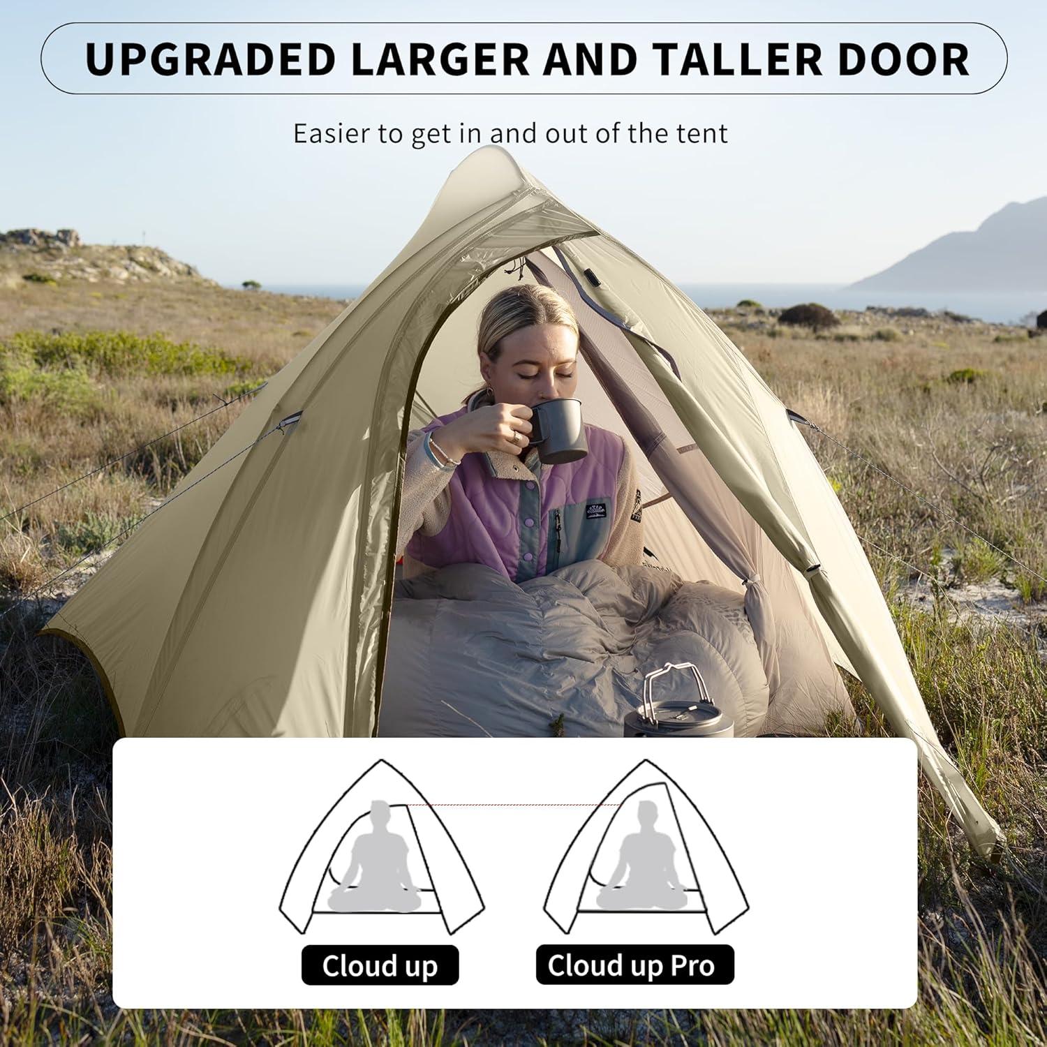 image:imageNaturehike CloudUp Tent Lightweight Backpacking Tent with Footprint Free Standing Ultralight Camping Hiking Backpack TentsSand