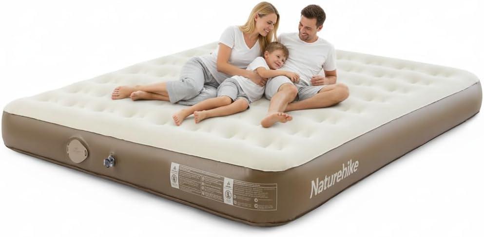 image:imageNaturehike Compact King Size Air Mattress with Builtin USB Rechargeable Pump 992 lbs Max Support Inflatable Mattresses Blow up Mattress Air Bed for Home Camping Guests TravelBrown