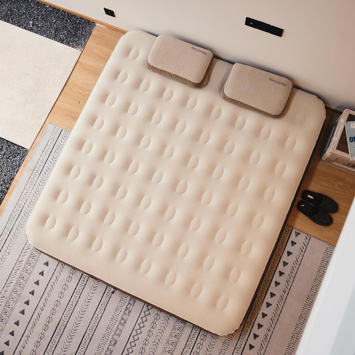 image:imageNaturehike Compact King Size Air Mattress with Builtin USB Rechargeable Pump 992 lbs Max Support Inflatable Mattresses Blow up Mattress Air Bed for Home Camping Guests TravelBrown