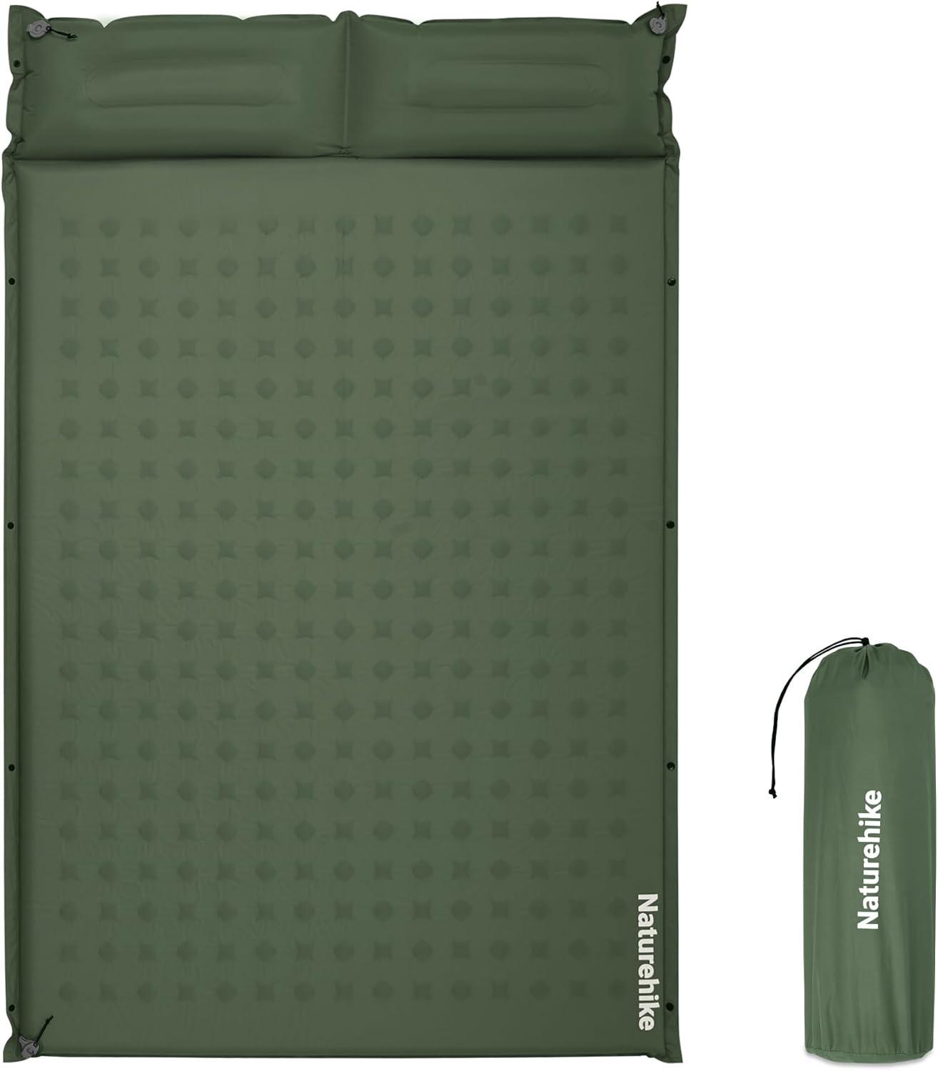 image:imageNaturehike Connectable Double Self Inflating Sleeping Pad 118 Memory Foam Camping Pad Backpacking Camping Mattress Pad for Tent Travel Car HammockGreen