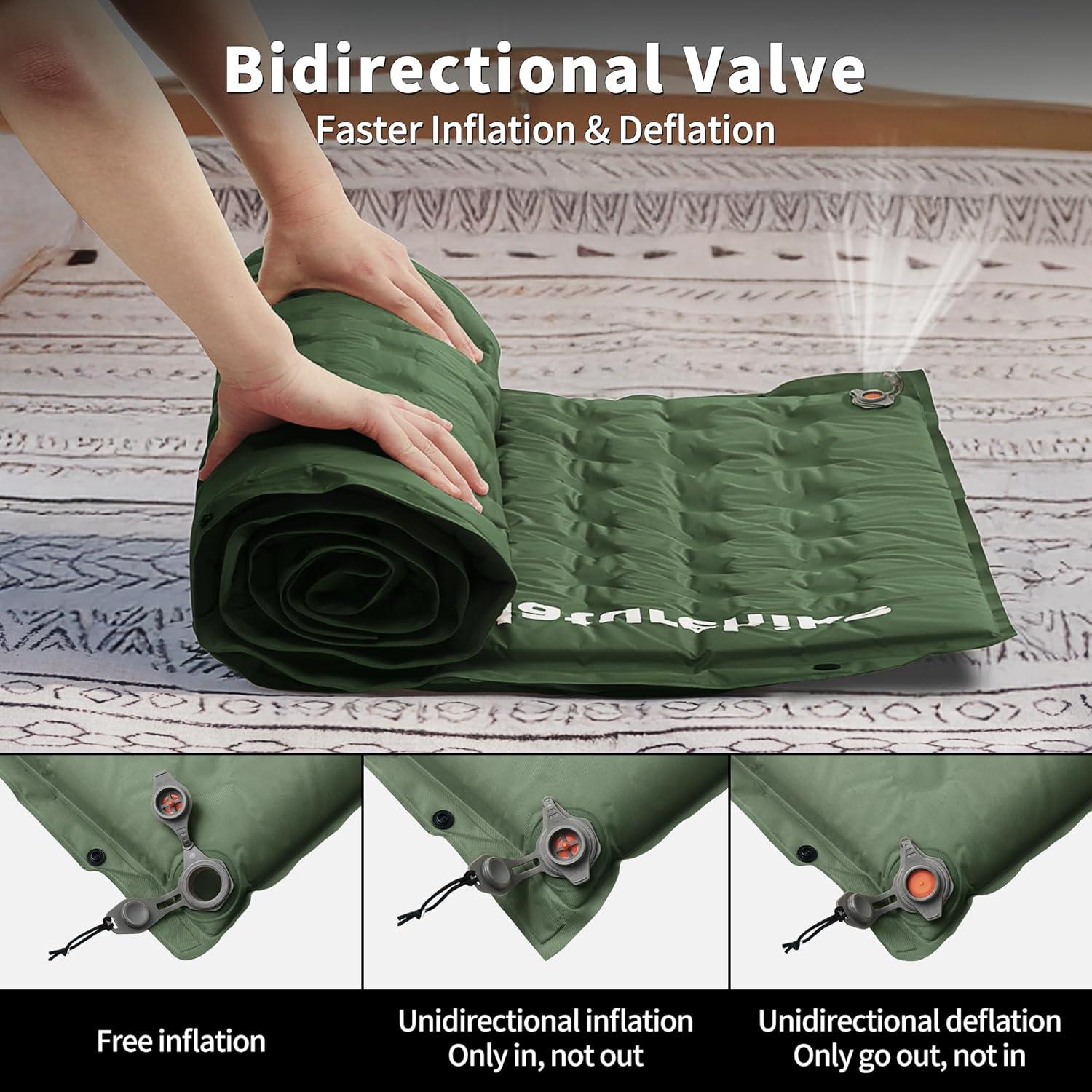 image:imageNaturehike Connectable Double Self Inflating Sleeping Pad 118 Memory Foam Camping Pad Backpacking Camping Mattress Pad for Tent Travel Car HammockGreen