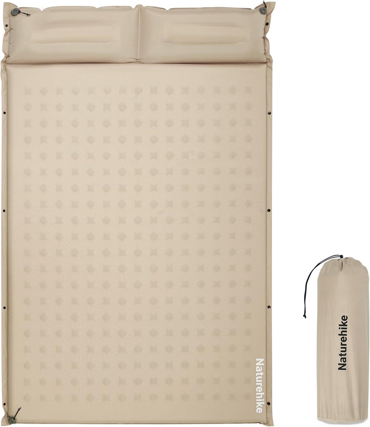 image:imageNaturehike Connectable Double Self Inflating Sleeping Pad 118 Memory Foam Camping Pad Backpacking Camping Mattress Pad for Tent Travel Car HammockKhaki
