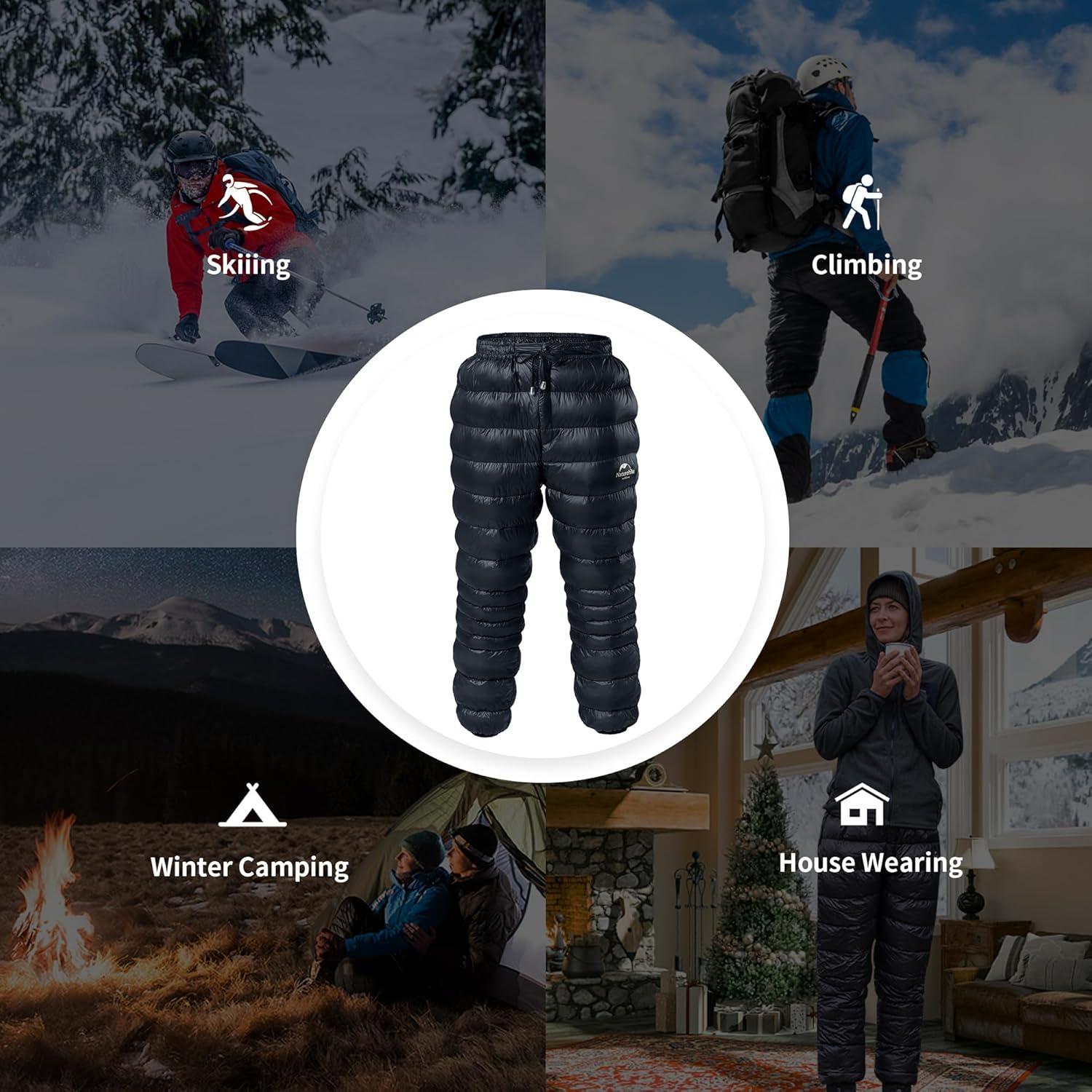 image:imageNaturehike Down PantsMens Womens Puffy PantsWinter Warm Outdoor Men Women Ski Snow PantsCamping Hiking PantsBlack With Pocket L